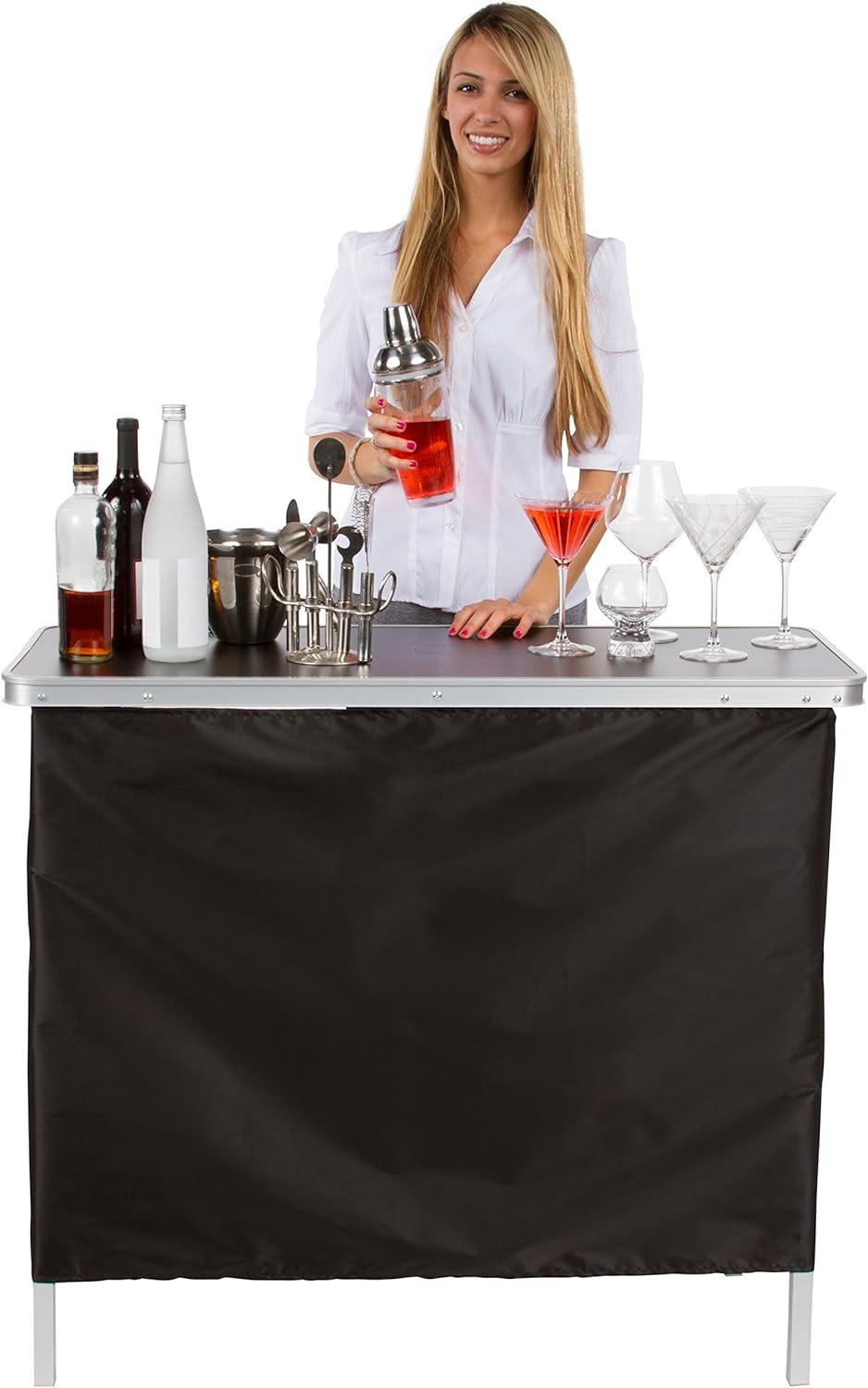 Black Portable Bar Table with Carrying Case, 39" x 15" x 35"