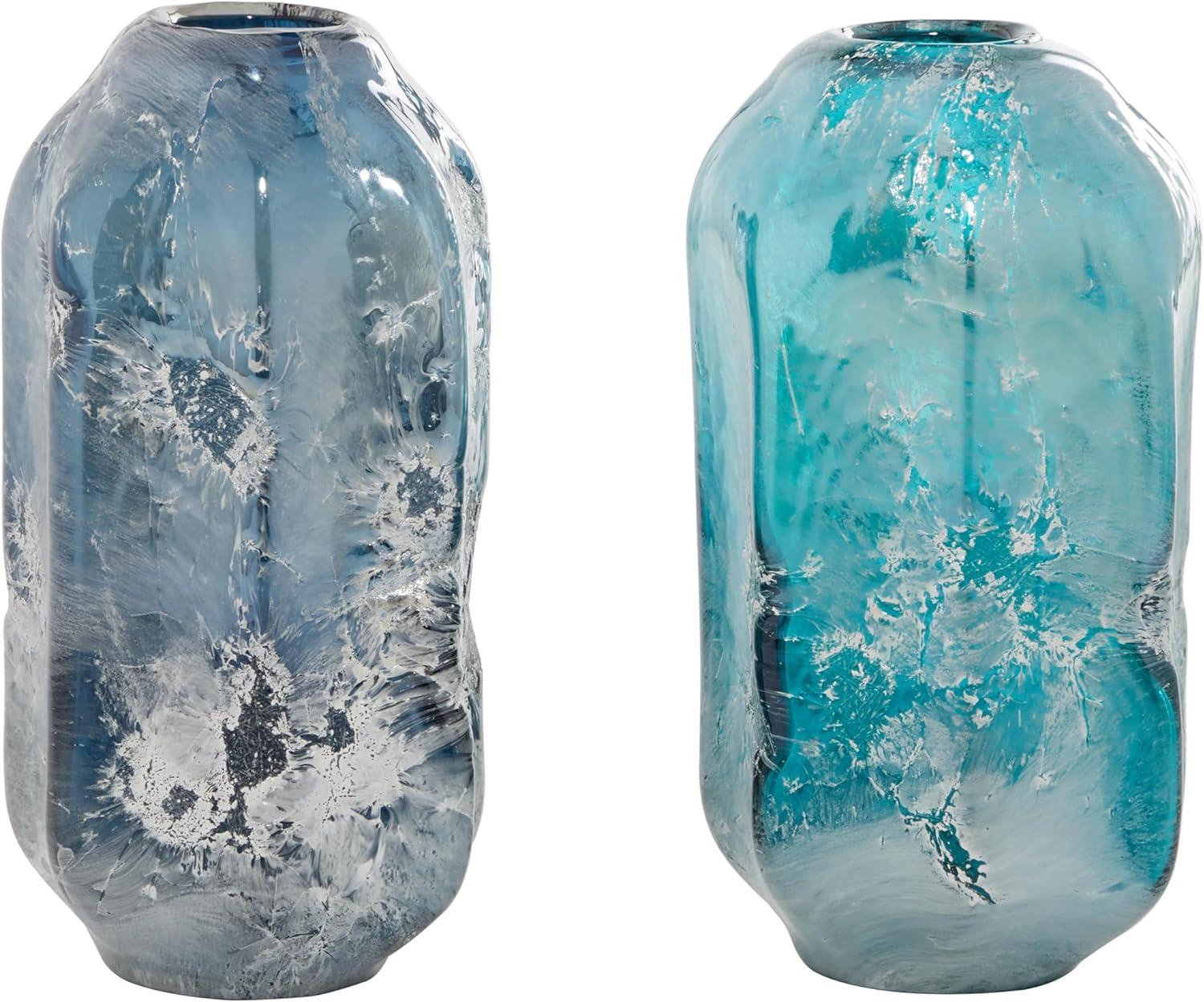 Handmade Blue and Teal Glass Decorative Vases Set