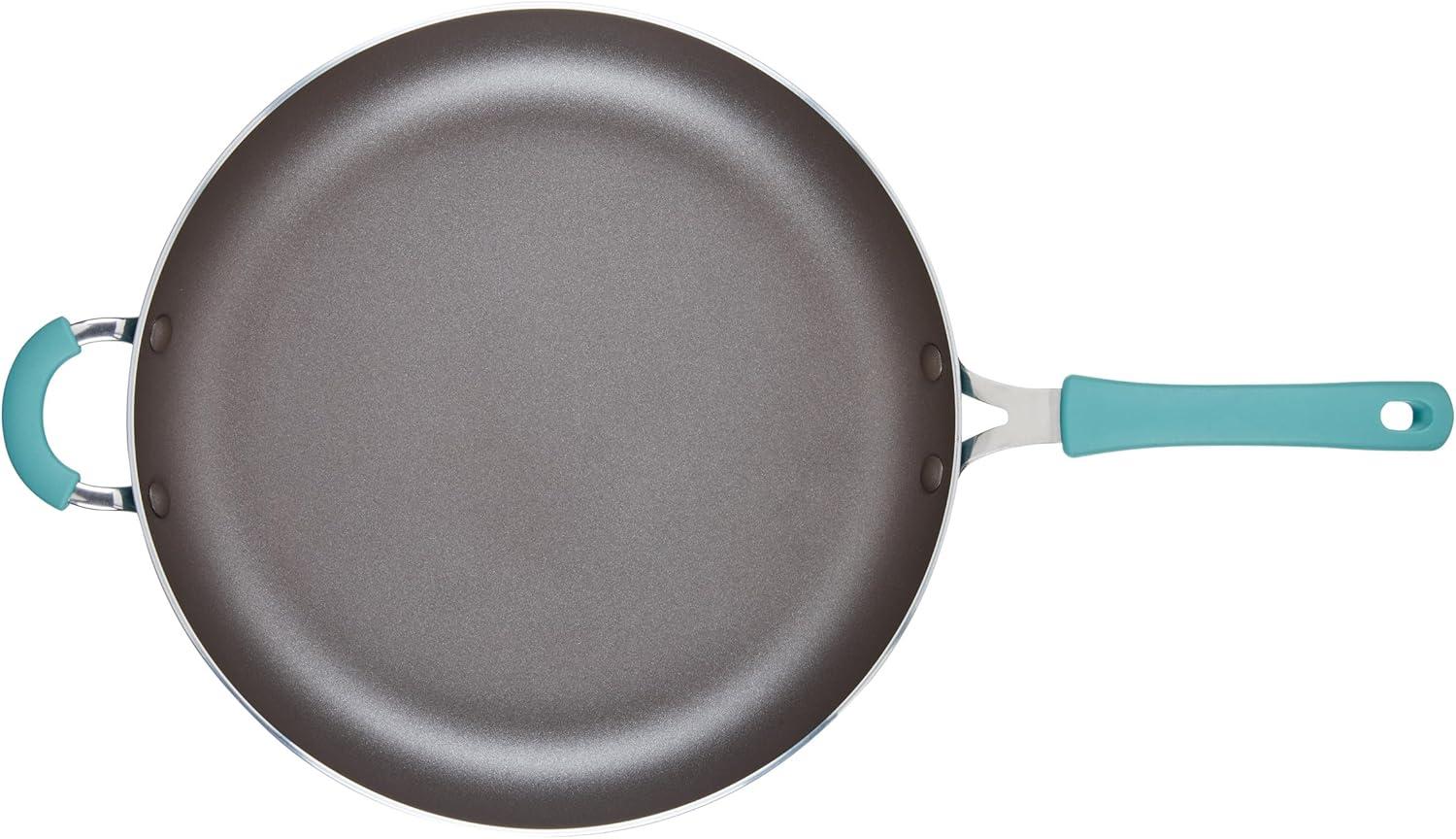 Rachael Ray Cook & Create Aluminum Nonstick Frying Pan / Skillet, 14 Inch, Agave Blue