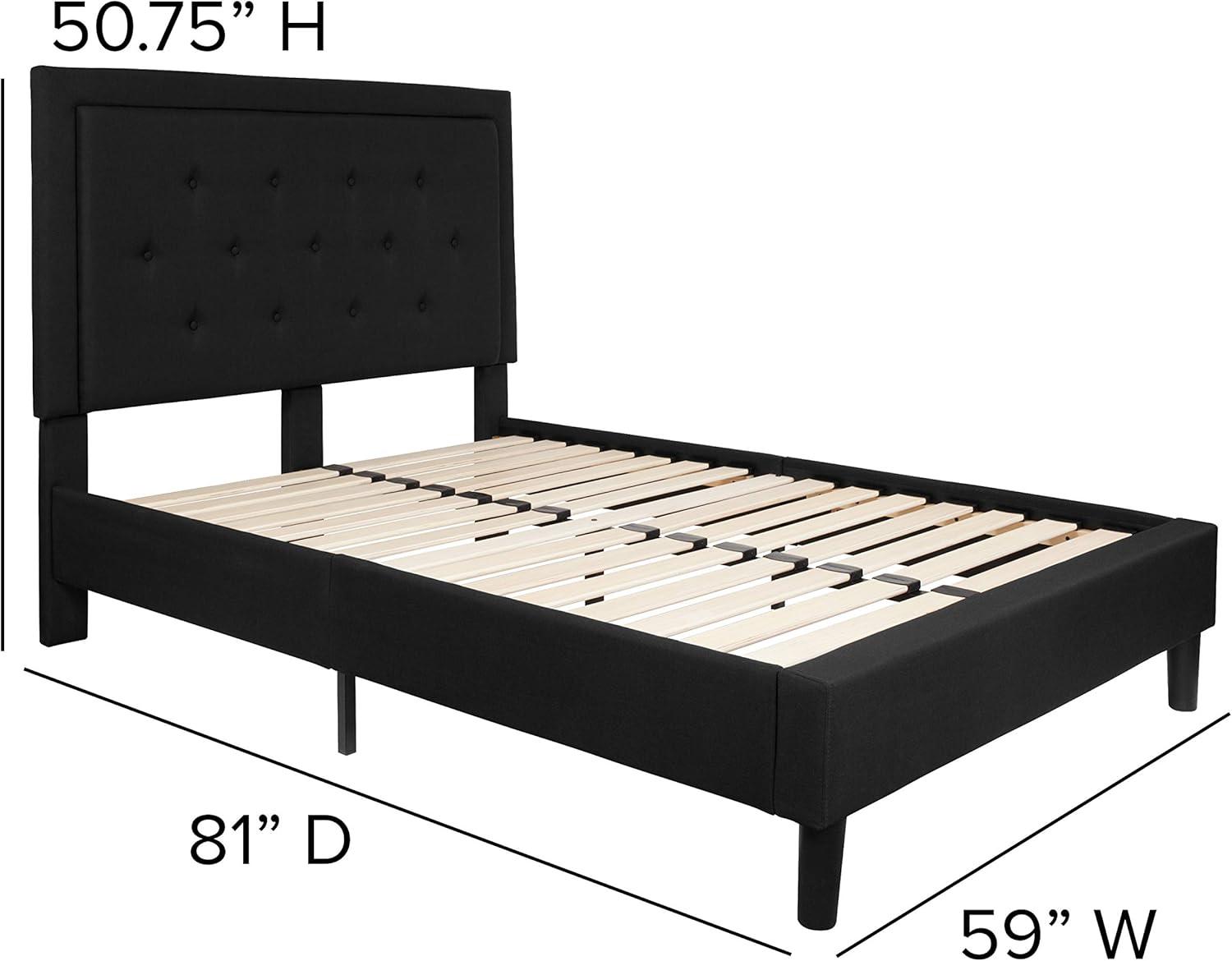 Flash Furniture Roxbury Full Size Tufted Upholstered Platform Bed in Black Fabric