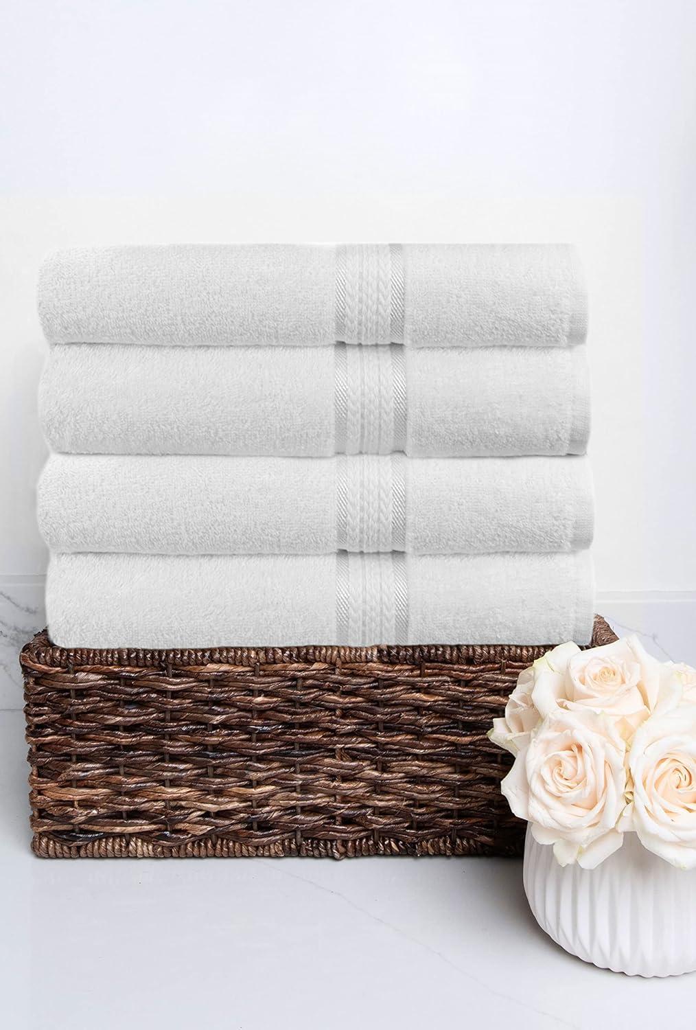 Oversized White Cotton Luxury Bath Towels Set