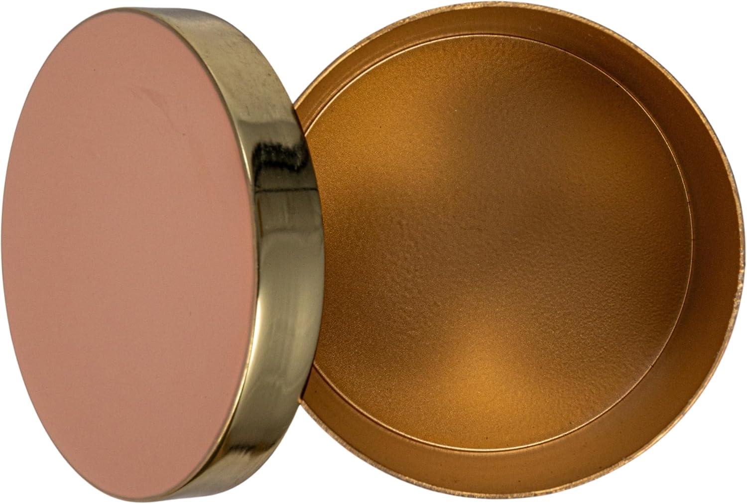 Creative Co-Op Enameled Metal Box with Shiny Interior, Pink and Gold