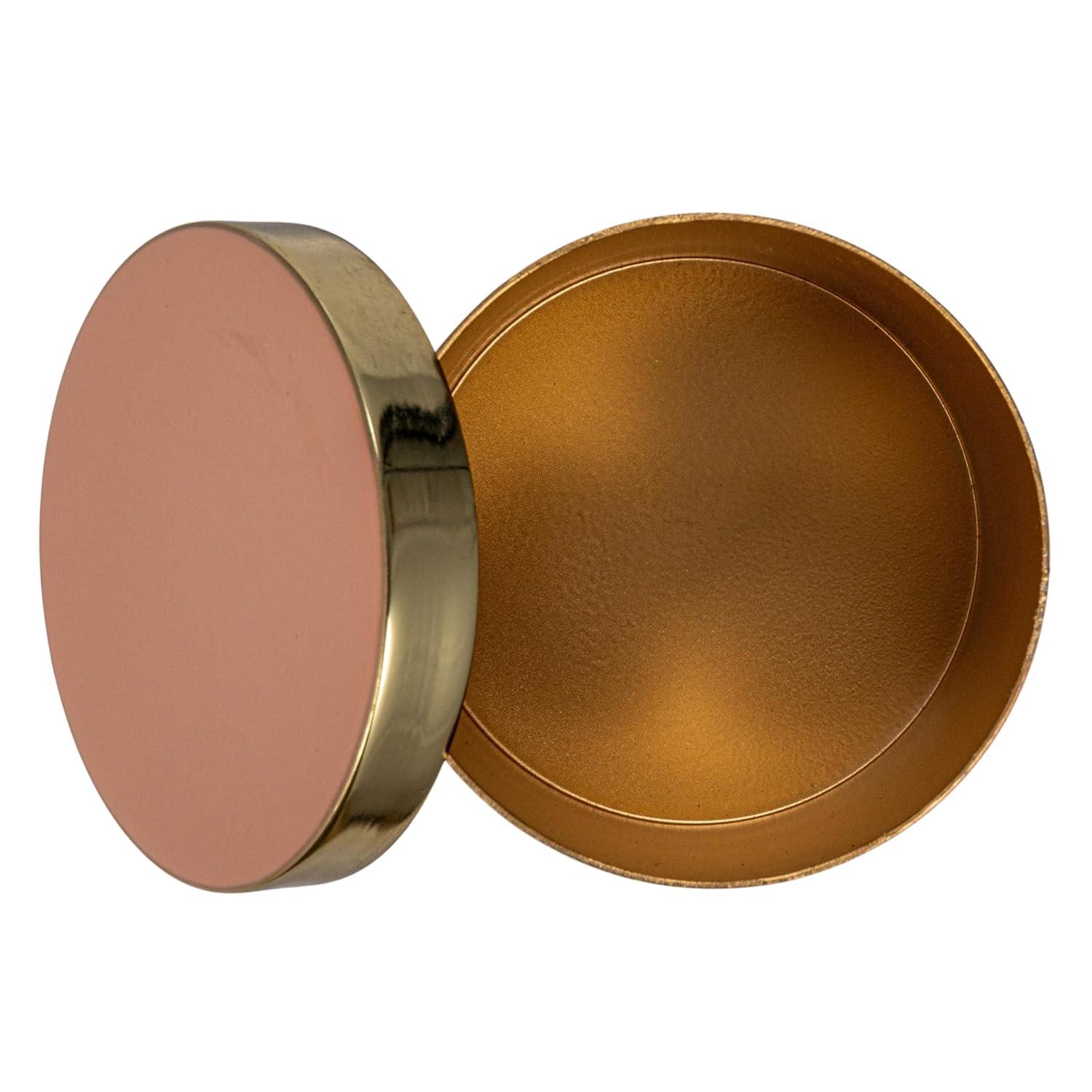Creative Co-Op Enameled Metal Box with Shiny Interior, Pink and Gold