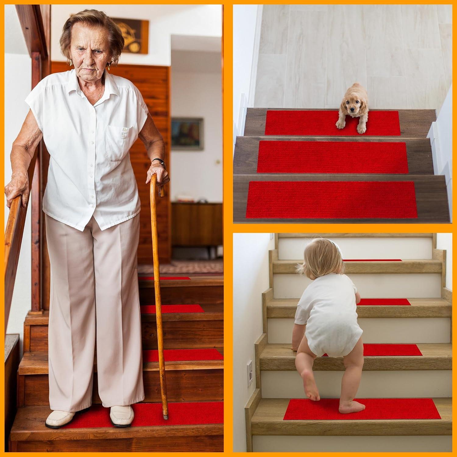 Ottomanson Lifesaver Non-Slip Rubberback Scrape Rib Indoor/Outdoor Stair Treads