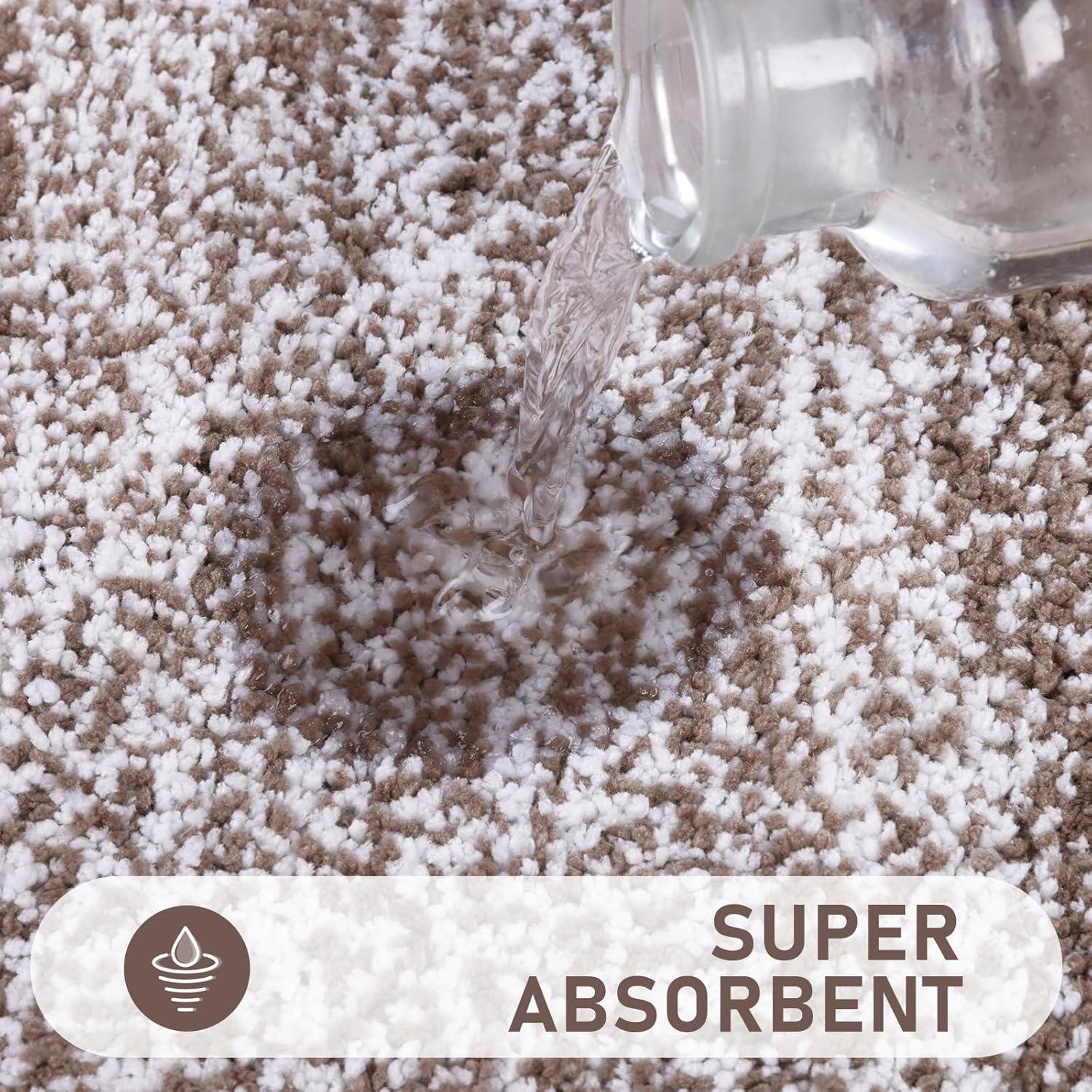 BEACHWATER POOL & SPA, LLC Bathroom Rugs Sets 4 Piece With Toilet Lid Cover, Non-Slip Absorbentb Rugs And Mats For Bathroom Microfiber Shaggy Machine Washable Bath Rug Set