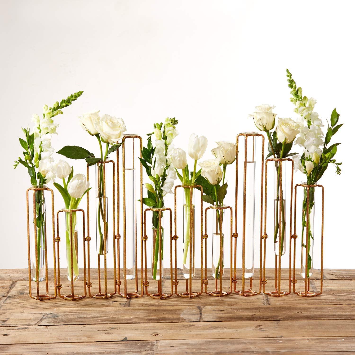 Two's Company Set of 10 Hinged Flower Vases