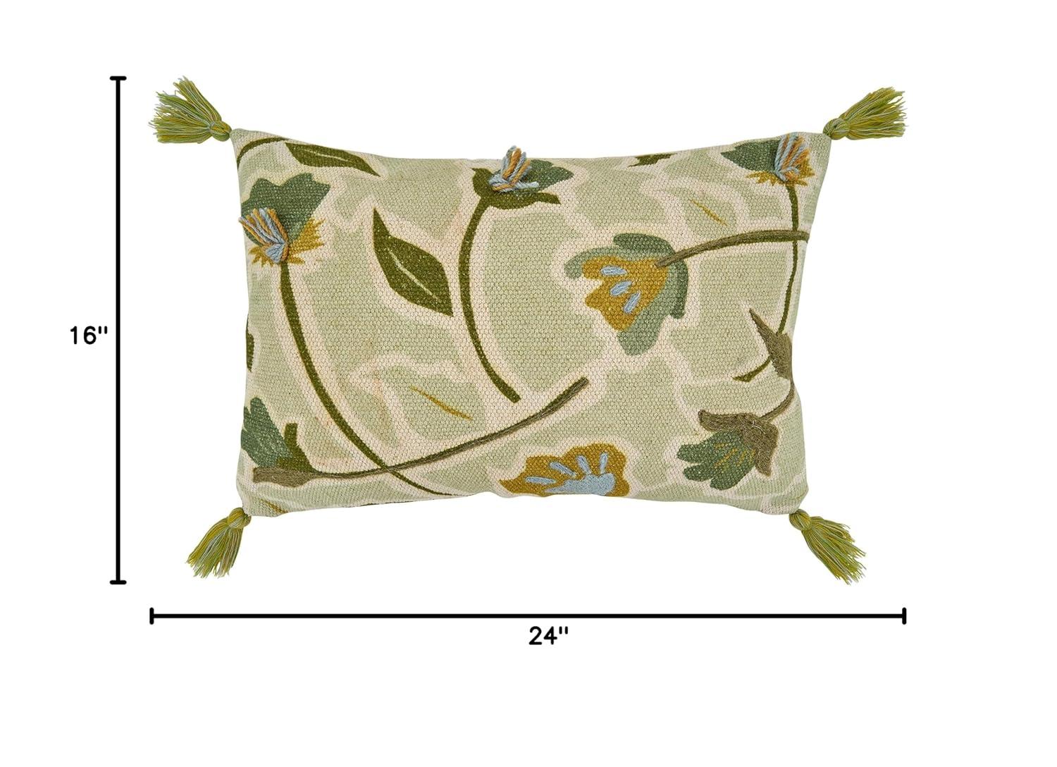 Saro Blossom Collection Floral Cotton Throw Pillow