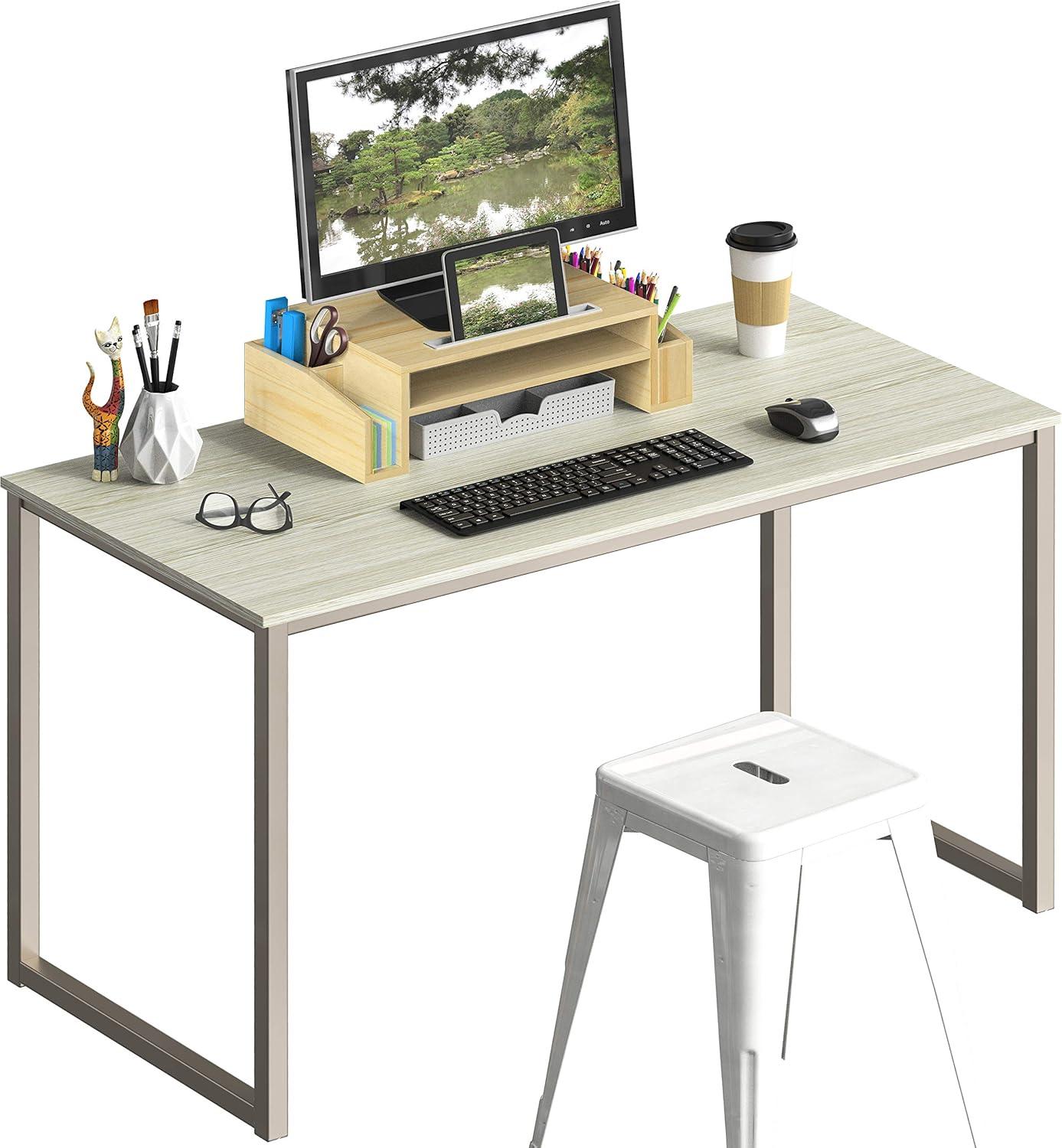 Modern Maple 48" Computer Desk with Steel Frame