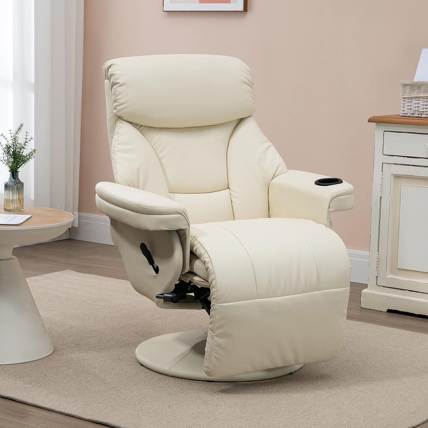 Manual Recliner, Swivel Lounge Armchair With Side Pocket for Living Room