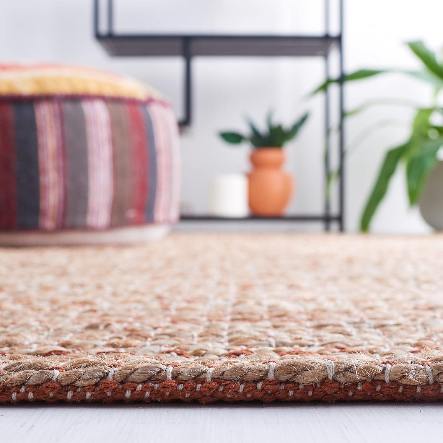 Natural Fiber NFB655 Power Loomed Area Rug - Rust/Natural - 4'x6' - Safavieh.