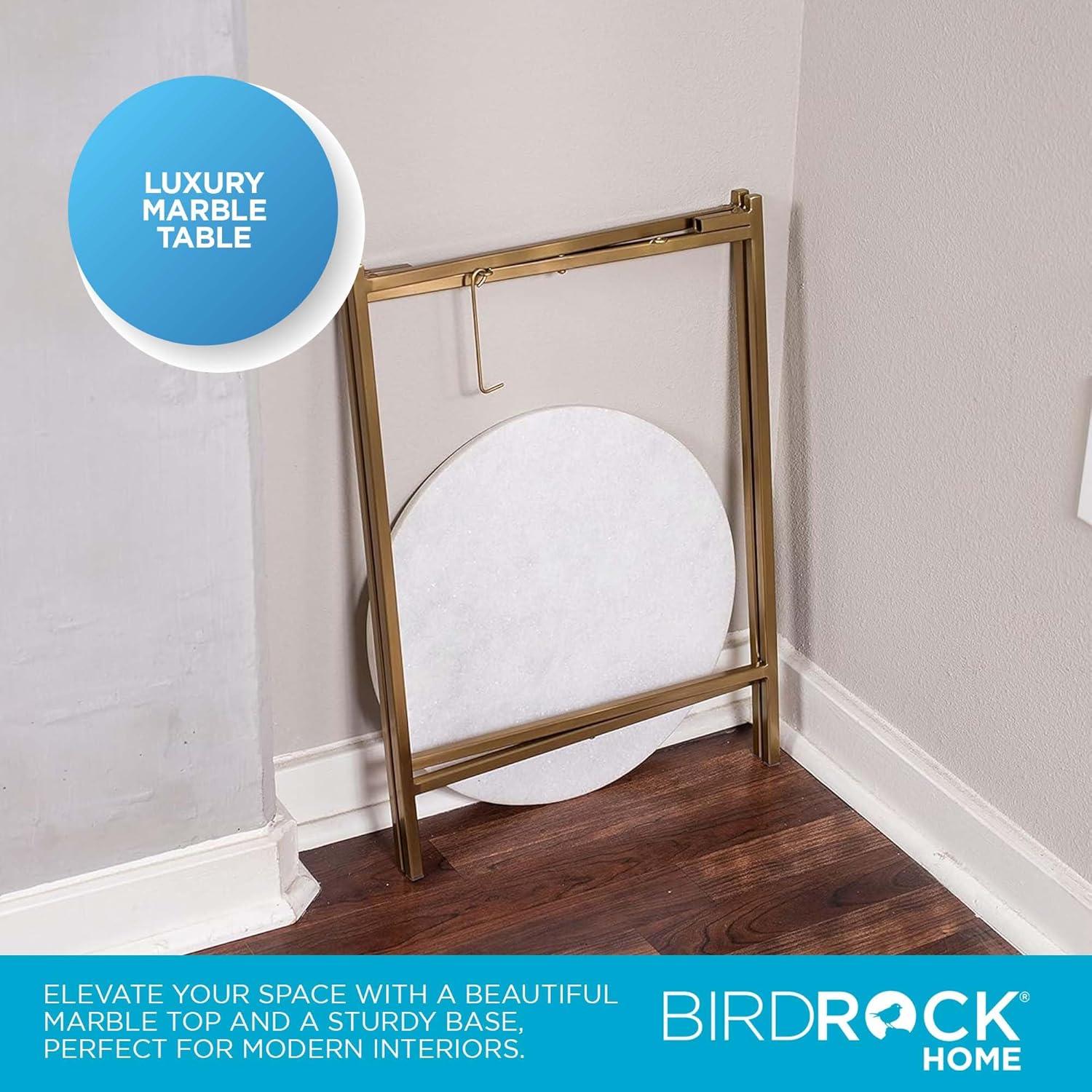 BIRDROCK HOME Folding Side Table with Marble Top - Gold Legs
