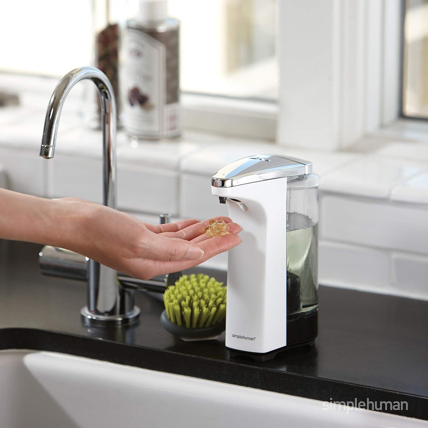 simplehuman 8 oz. Touch-Free Sensor Liquid Soap Dispenser with Soap Sample, White