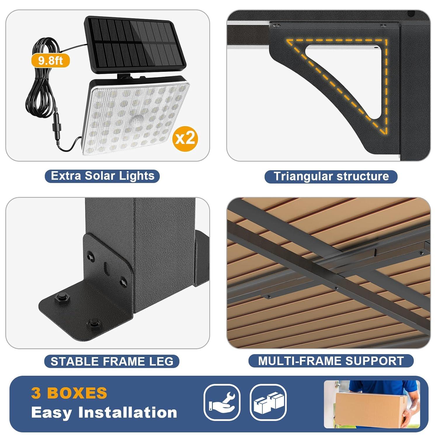 MEISSALIVVE Gazebo, Wall Mounted Gazebo, Lean To Metal Awnings Gazebos, Gazebo Pergola With Sloped Roof, Outdoor Patio Gazebo Awning For Backyard, Deck