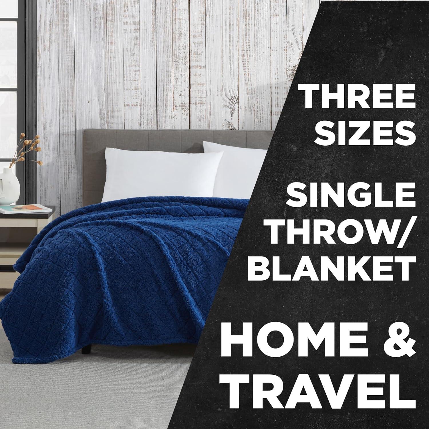 Coleman Diamond Embossed Sherpa Plush Throw Blanket/Coverlet