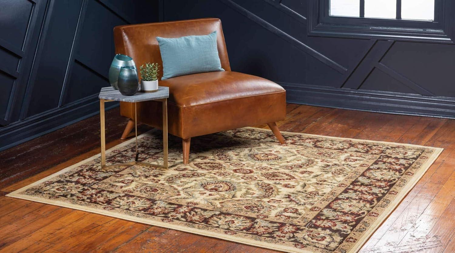 Unique Loom 6' 1 x 6' 1 Square Cream Voyage Asheville Area Rug