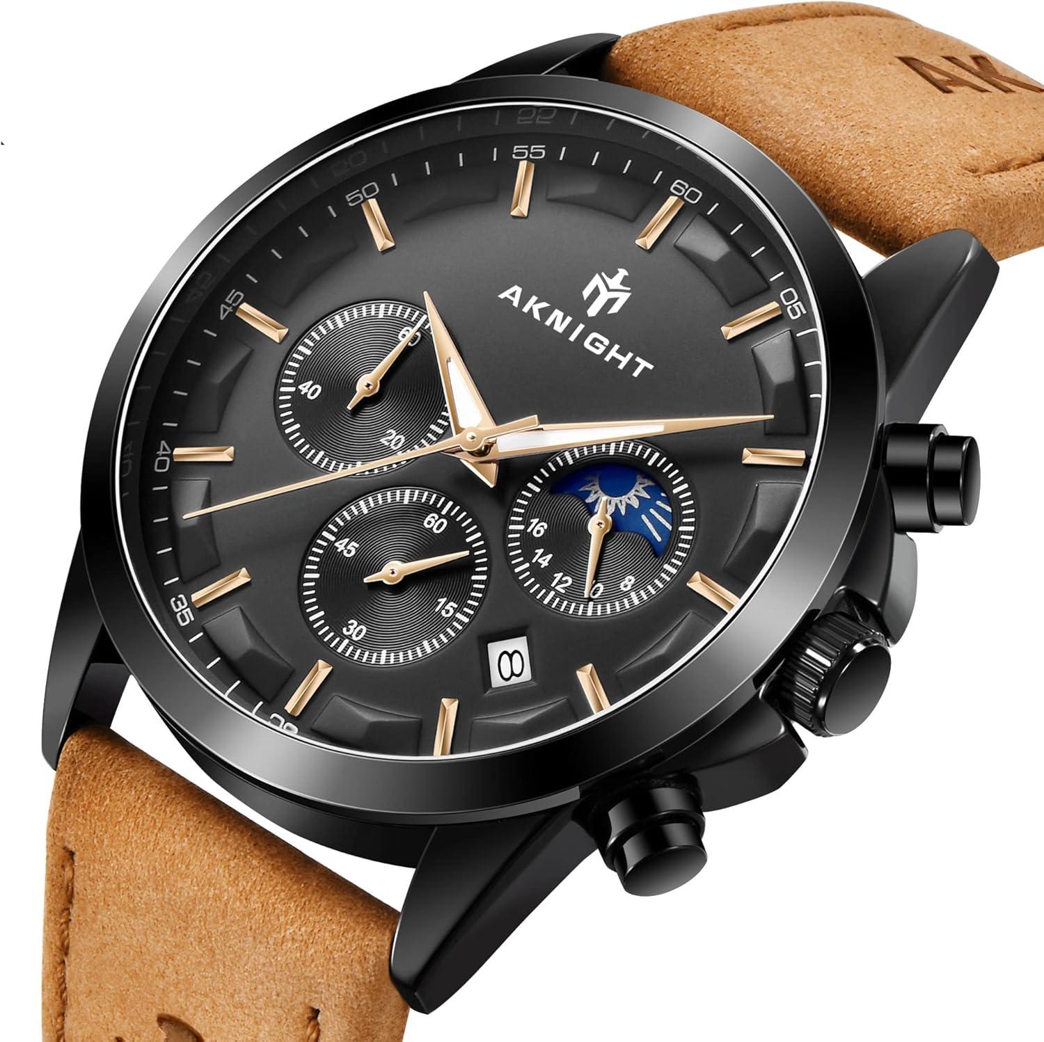 BY BENYAR Mens Watches Analog Quartz Chronograph Waterproof Wrist Watches for Men Fashion Business Work Casual Sport Designer Dress Watch with Calendar Elegant Gifts for Men