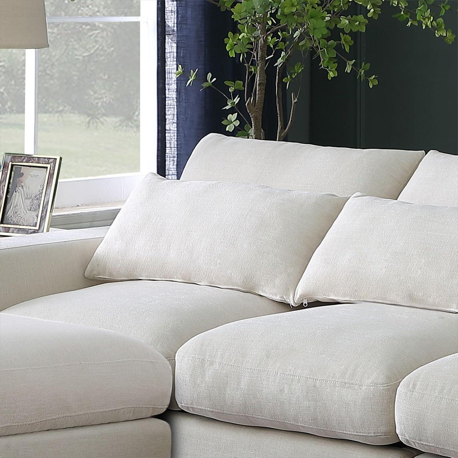 Biaggio Linen Blend Sectional with 2 Ottomans