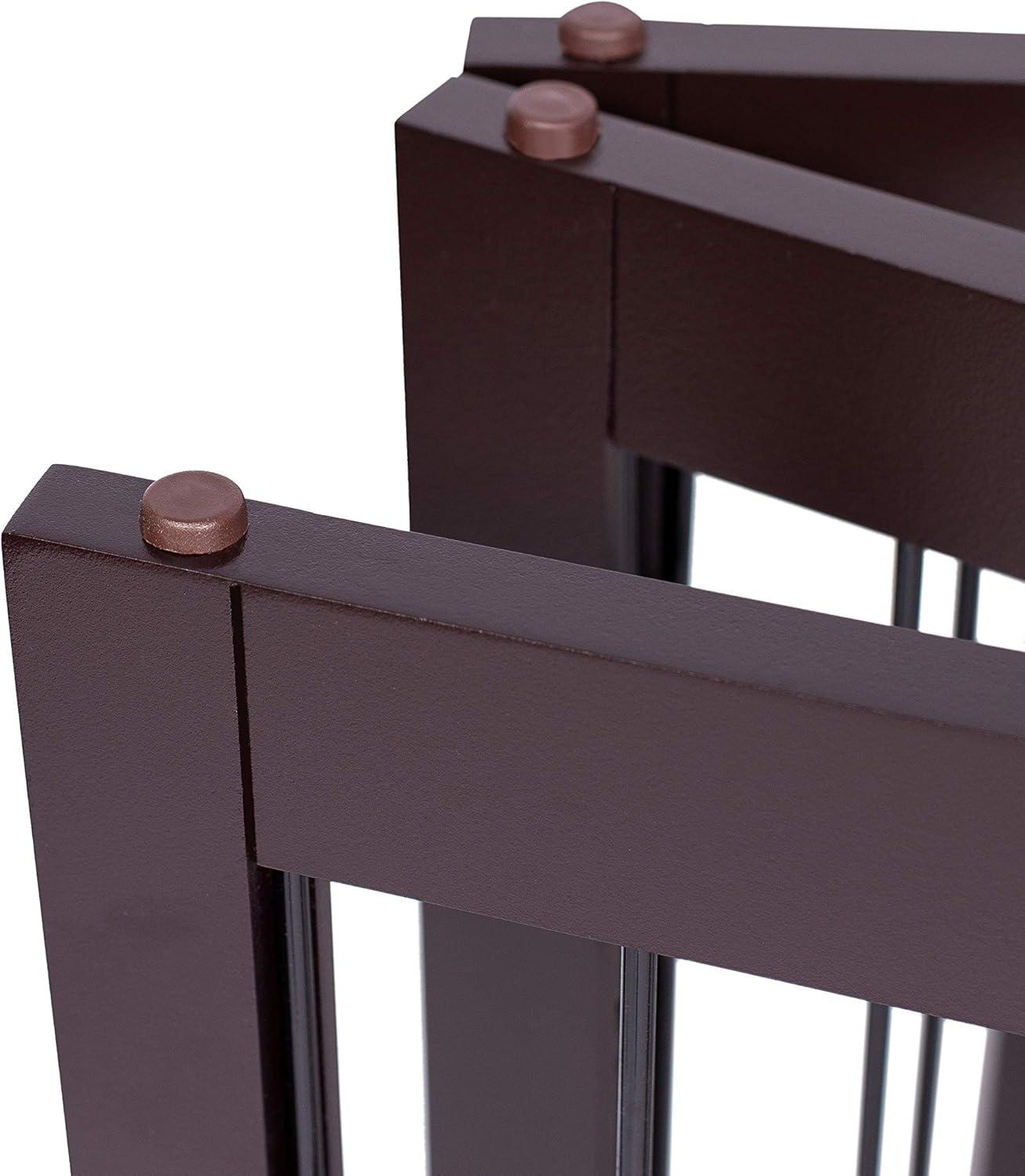 Espresso Freestanding 3-Panel Dog Gate with Wire Mesh