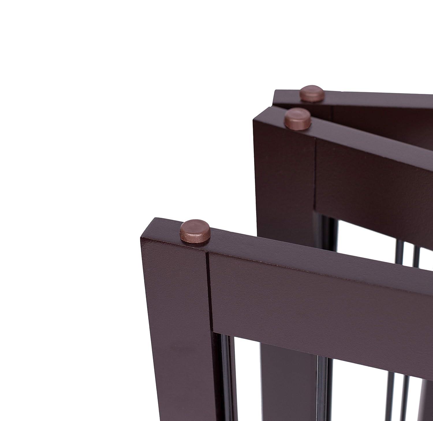 Espresso Freestanding 3-Panel Dog Gate with Wire Mesh