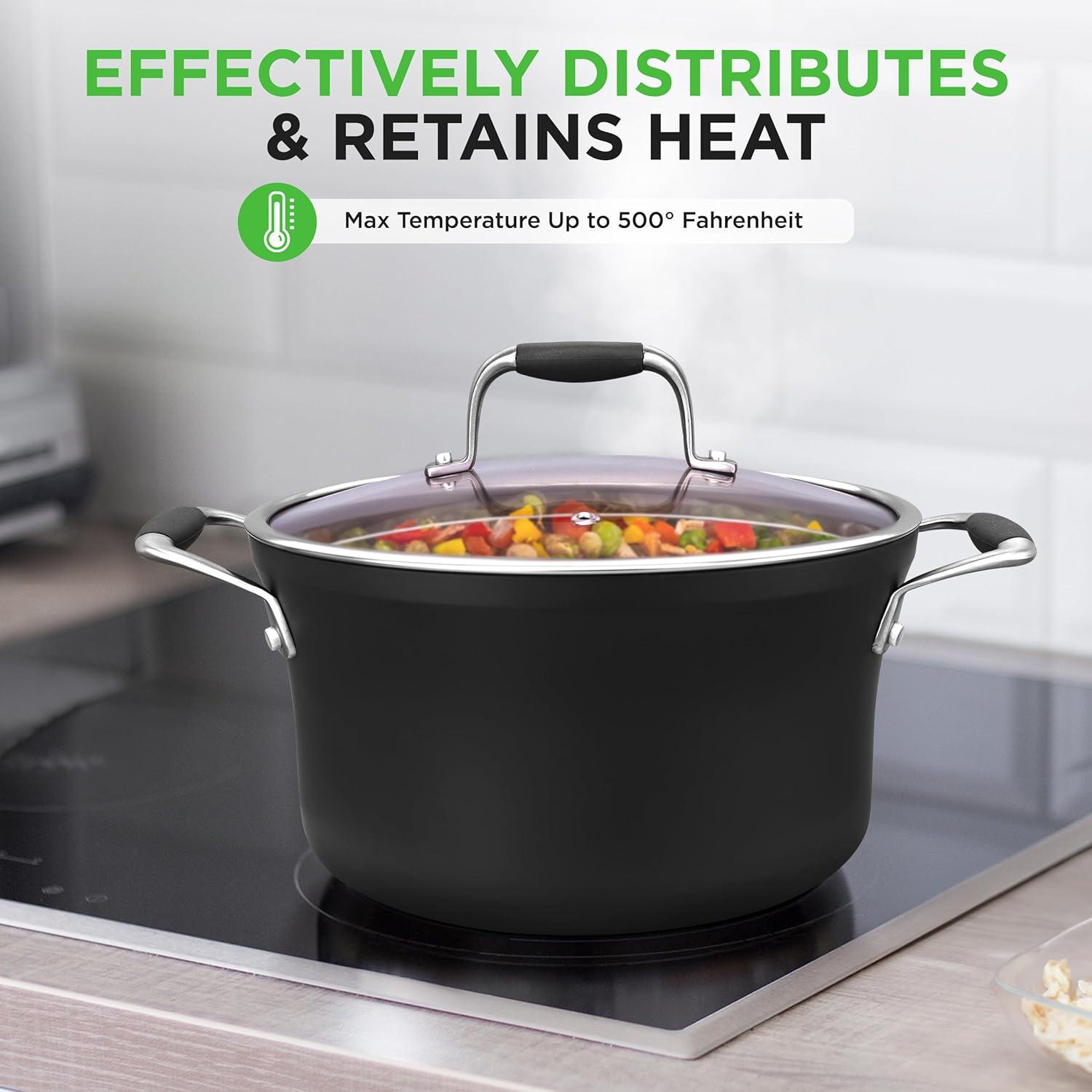 NutriChef 14 - Piece Non-Stick Aluminum Cookware Set