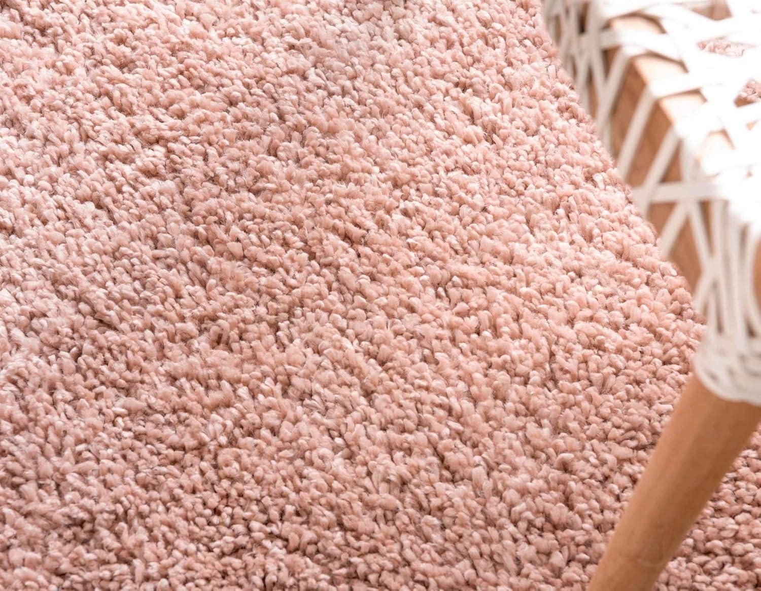 Dusty Rose Rectangular Shag 4' x 6' Synthetic Area Rug