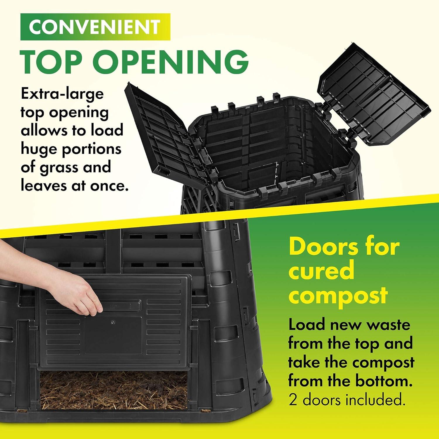 110 Gallon Black Recycled Plastic Outdoor Compost Bin