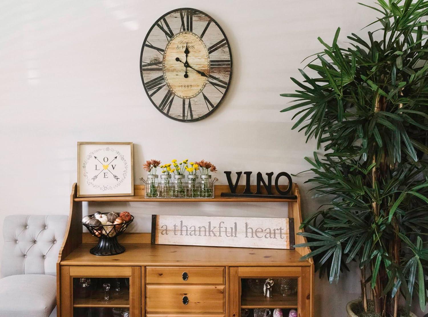 Woven Paths 29" Oval Distressed Grey Wood Wall Clock