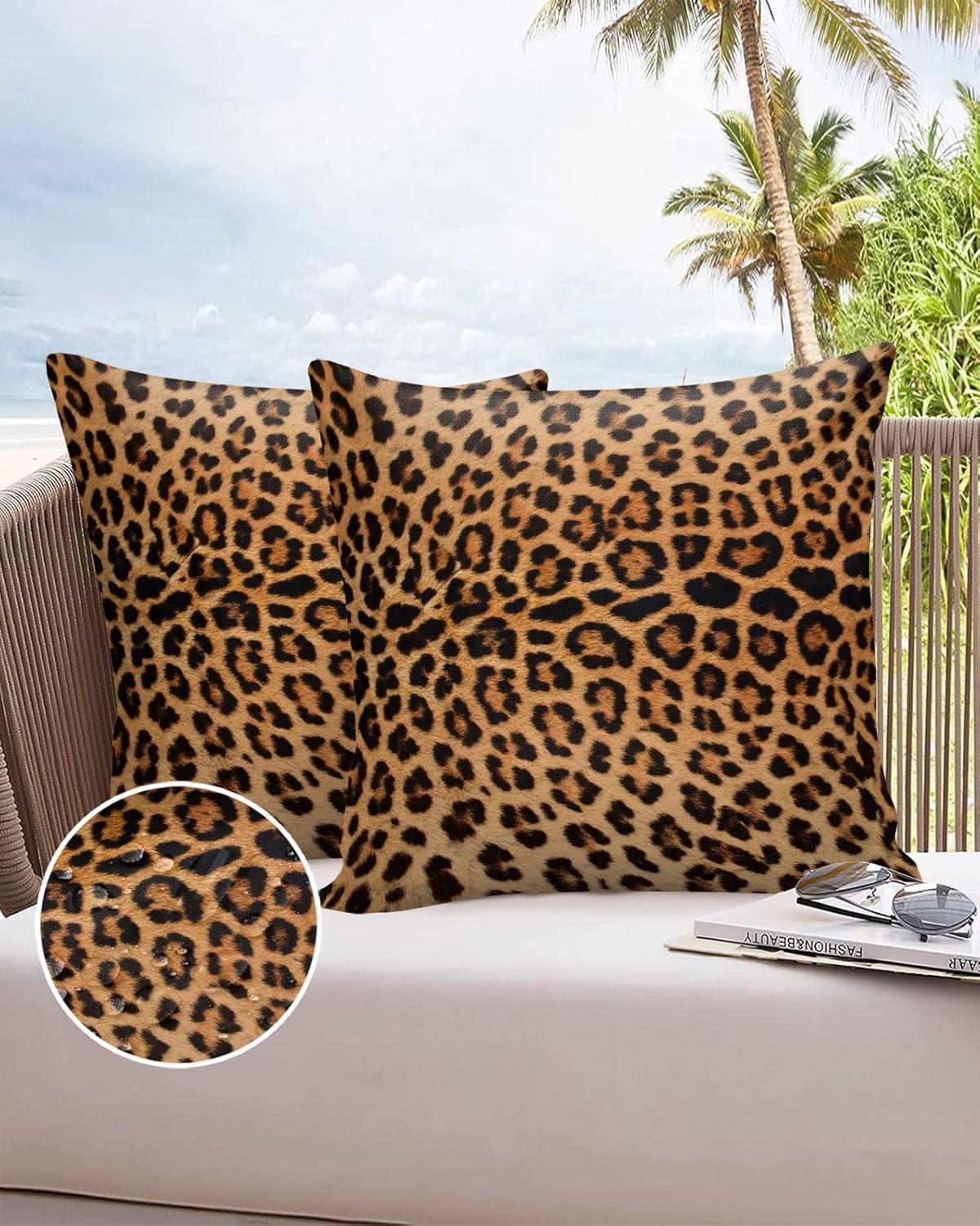 LALILO Throw Pillow Covers Trendy Leopard Wild Animal Cheetah Skin Cushion Cover 18" x 18", 2 Pack