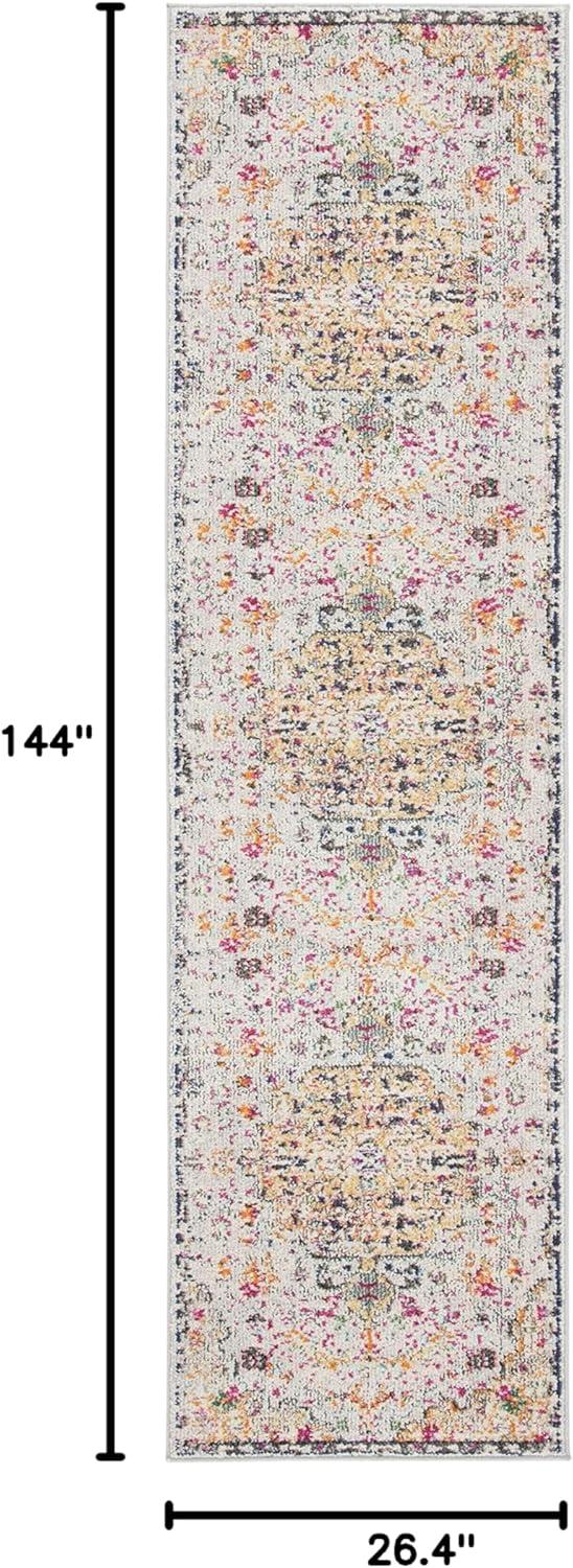 SAFAVIEH Madison Joandra Vintage Floral Runner Rug, Grey/Gold, 2'2" x 12'