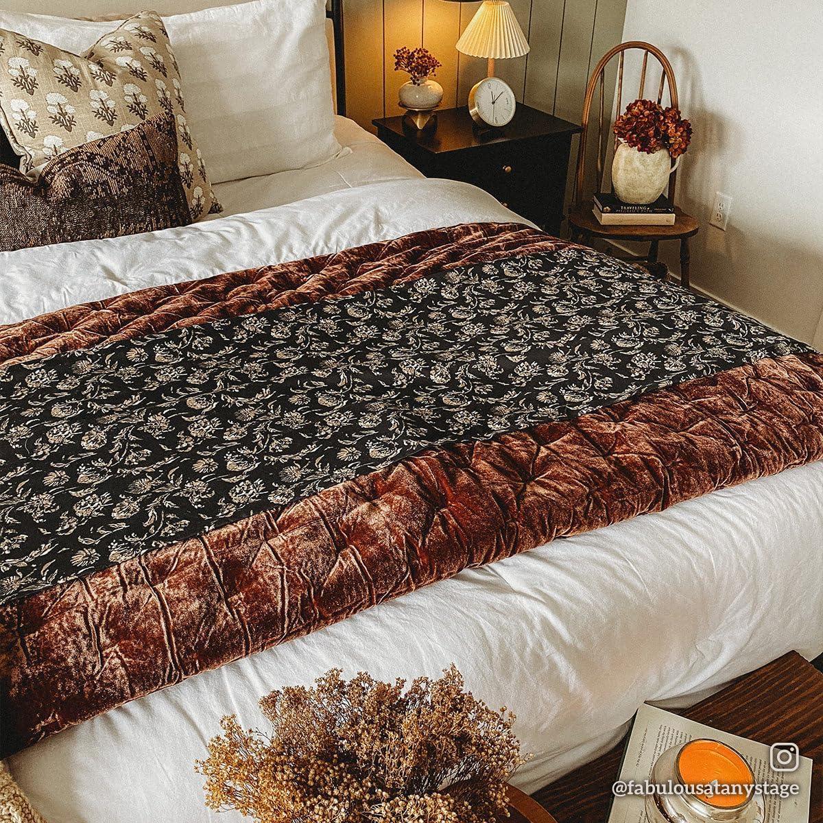 Stella Faux Silk Velvet Classic Chic Modern Rustic Romantic Western 1 Piece Quilt