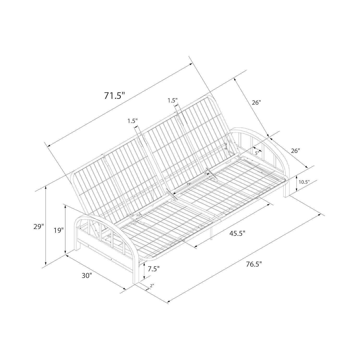 DHP Aiden Futon Frame, Gunmetal Gray