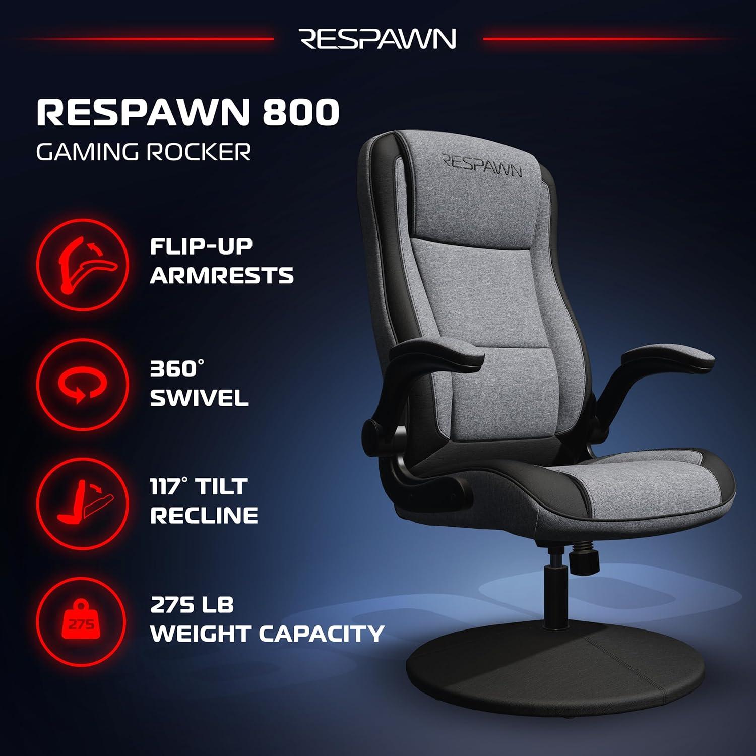 Respawn RESPAWN 800 Gaming Chair Floor, Swivel Rocker Gaming Chair, High Back Ergonomic Floor Gaming Chair for Kids and Adults, Gaming Recliner, Floor Rocker Chair with Armrests