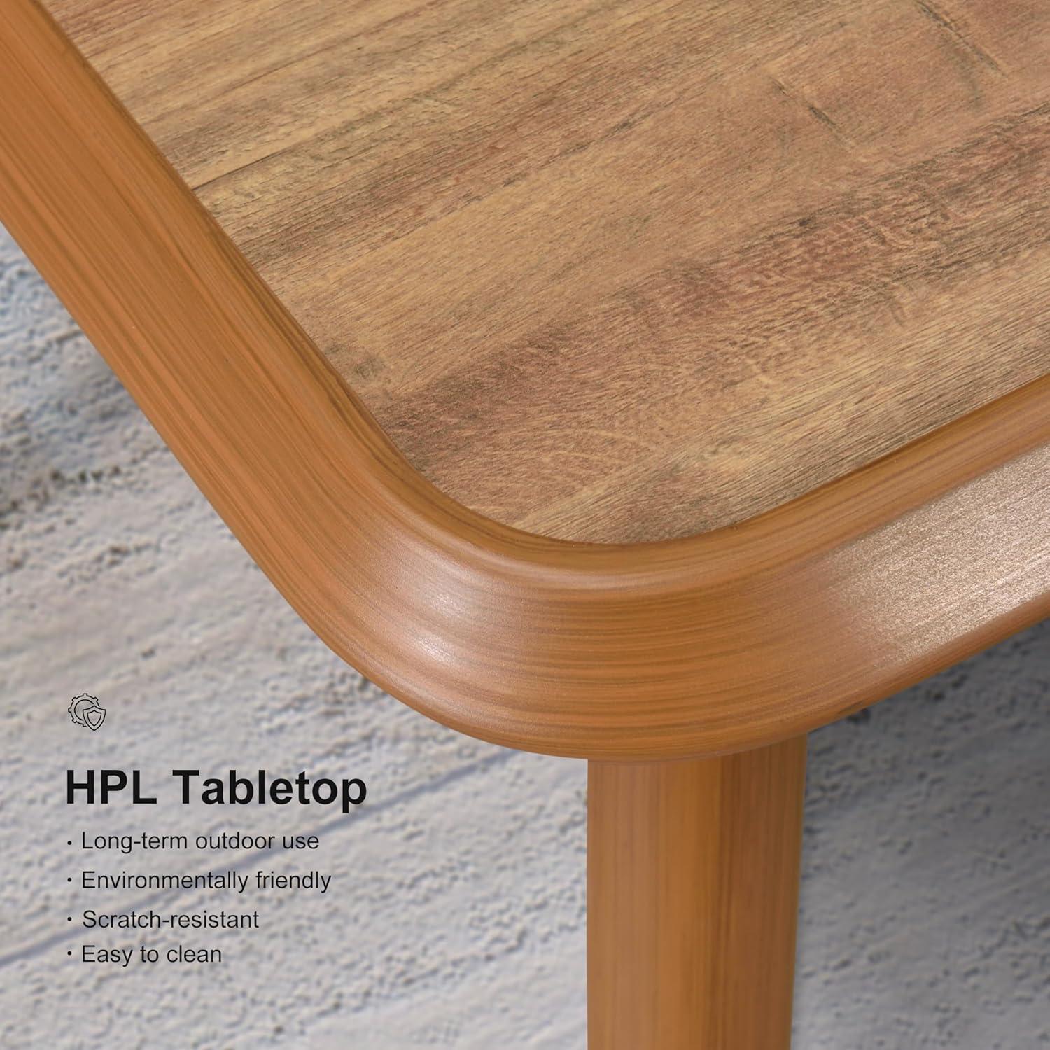 7-Piece Aluminum Wicker Dining Table and Chairs Patio Outdoor Dining Set Teak Patio Furniture Set with Cushions, Brown