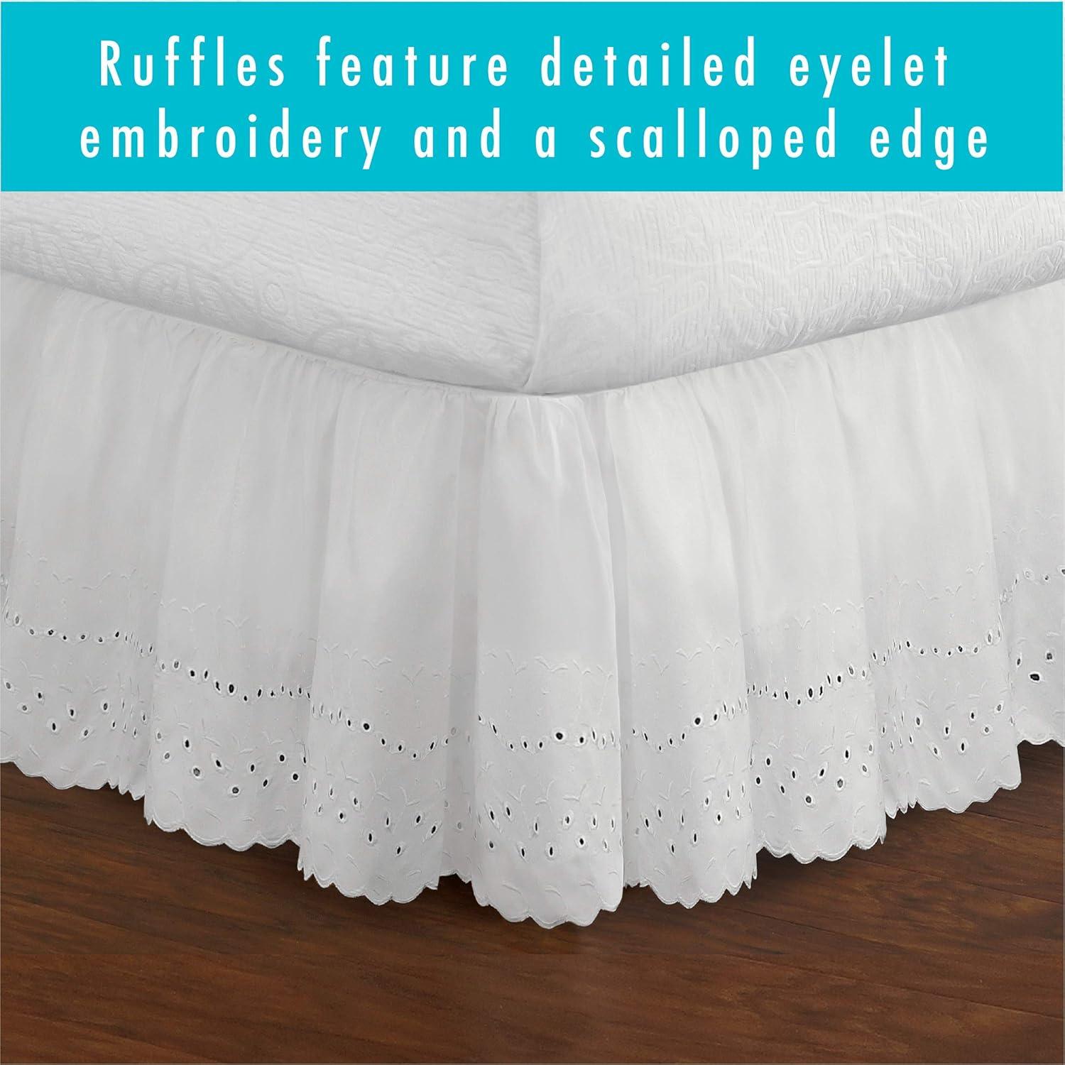 Fresh Ideas Fresh Ideas Ruffled Eyelet Bed Skirt, 14" Drop Length