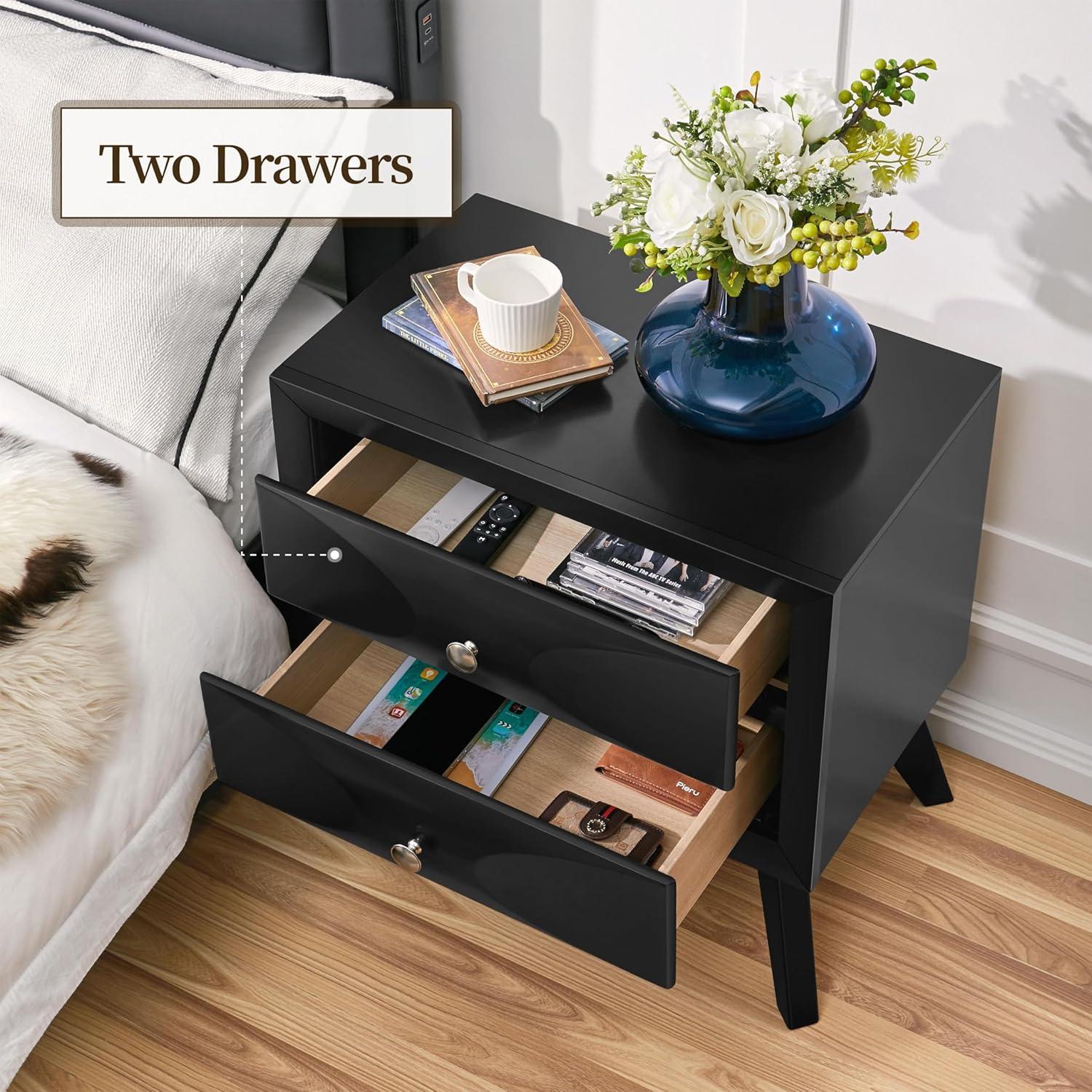 Yaheetech Modern Vintage 2-Drawer Nightstand End Table for Living Room