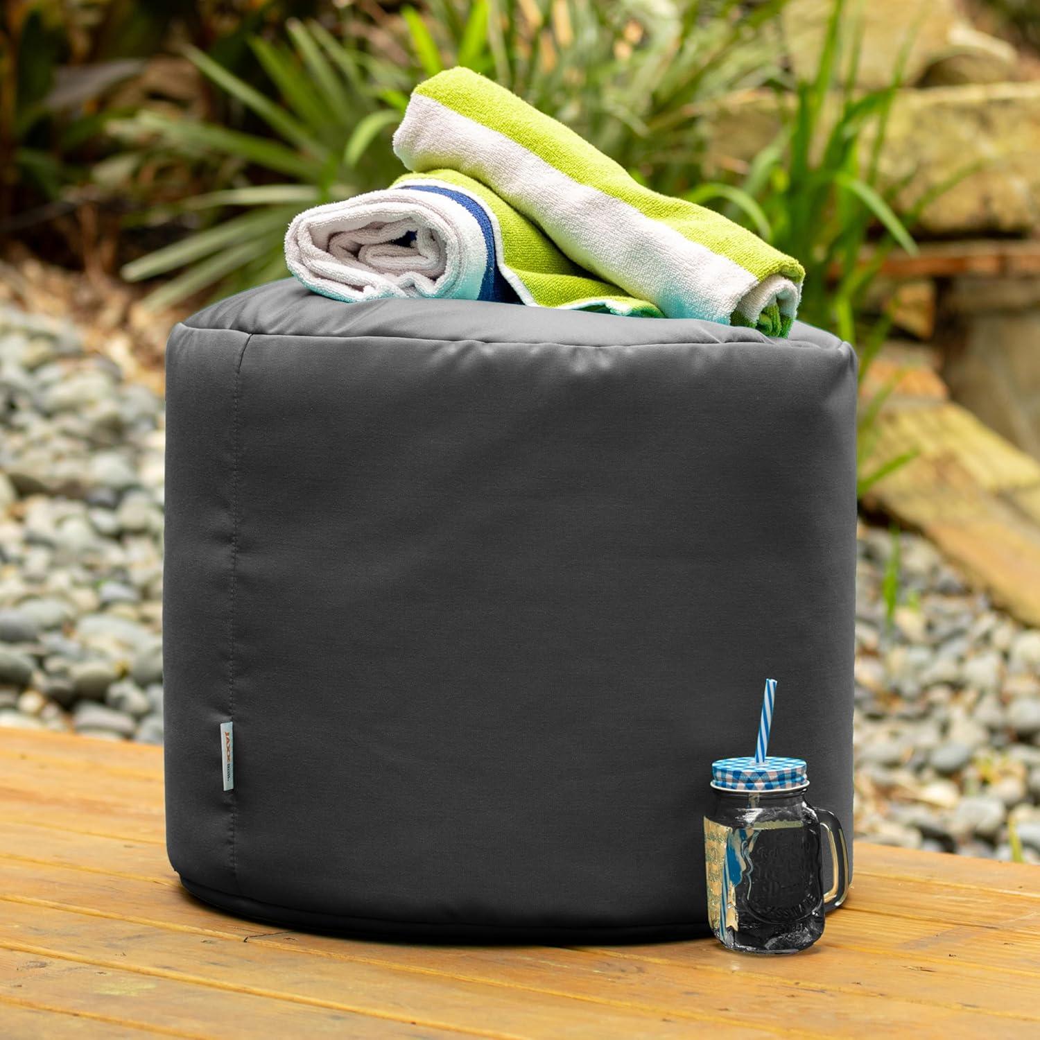 Jaxx Spring Indoor / Outdoor Bean Bag Pouf Ottoman, Sunbrella Slate