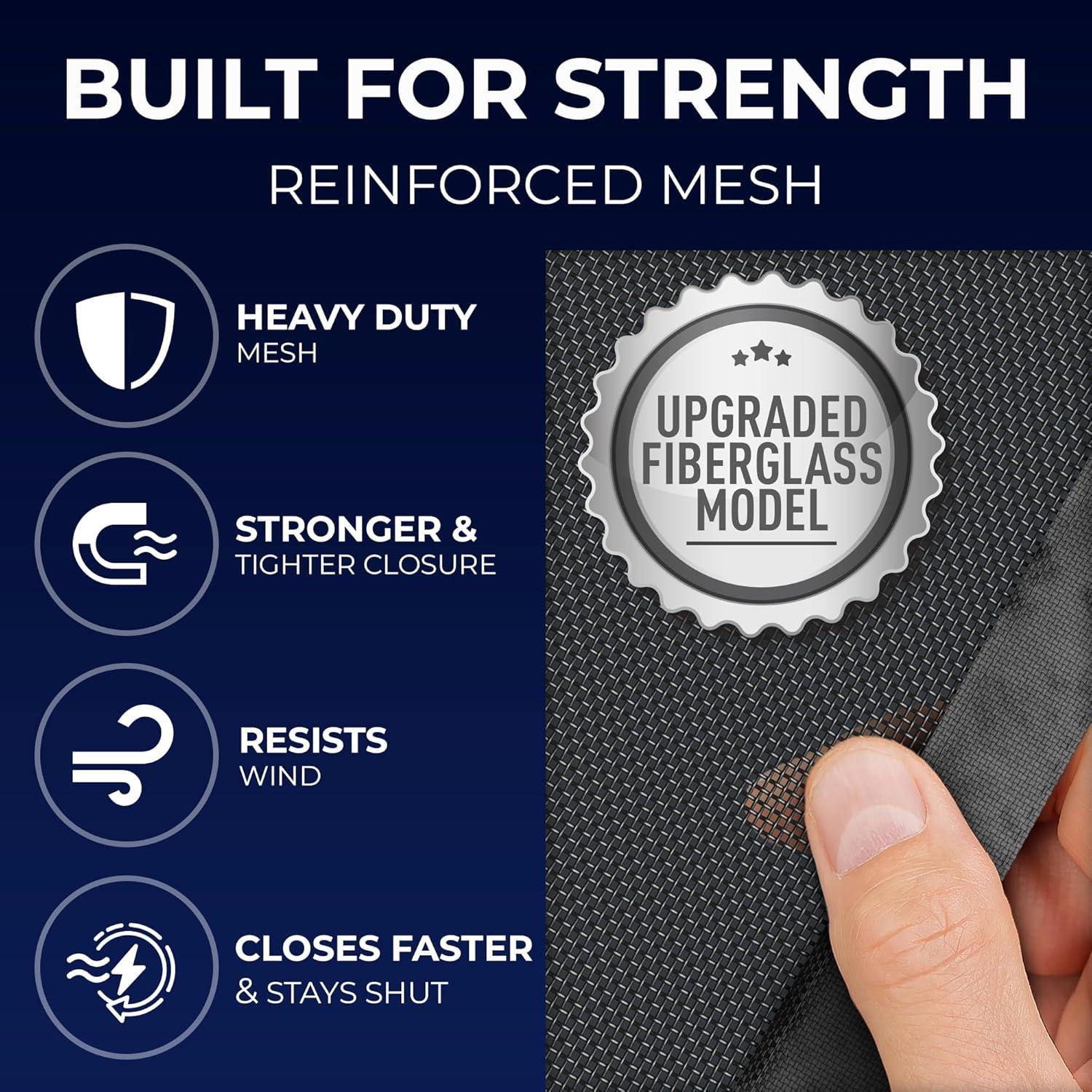 Easy Install Upgraded Magnetic Screen Door Mesh 38”x82” – Strong Magnets, Pet Tested, Keeps Bugs Out
