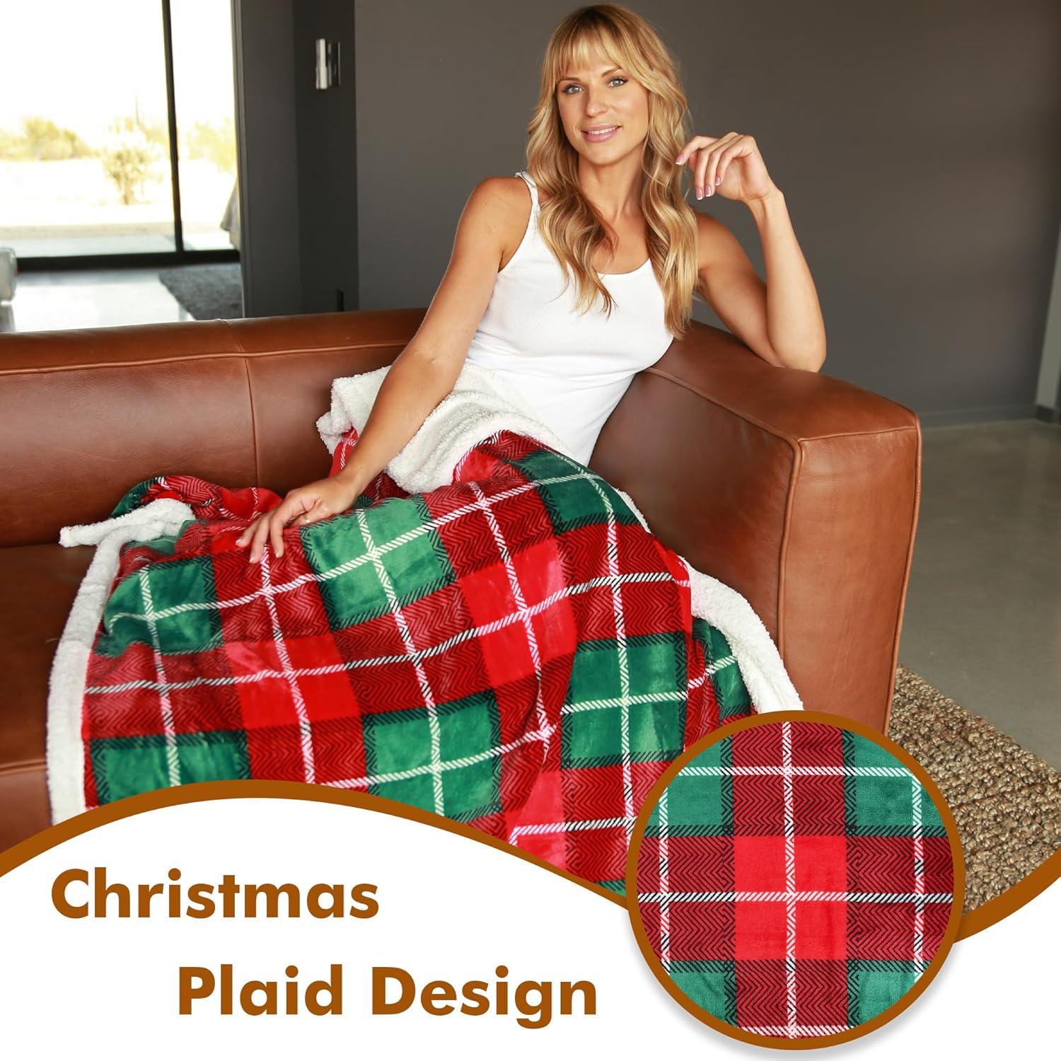 Tirrinia Plaid Christmas Throw TV Fleece Blanket 50"x60", Super Soft Warm Comfy Plush Fleece Bedding Couch Cabin Decorative Throw Blanket