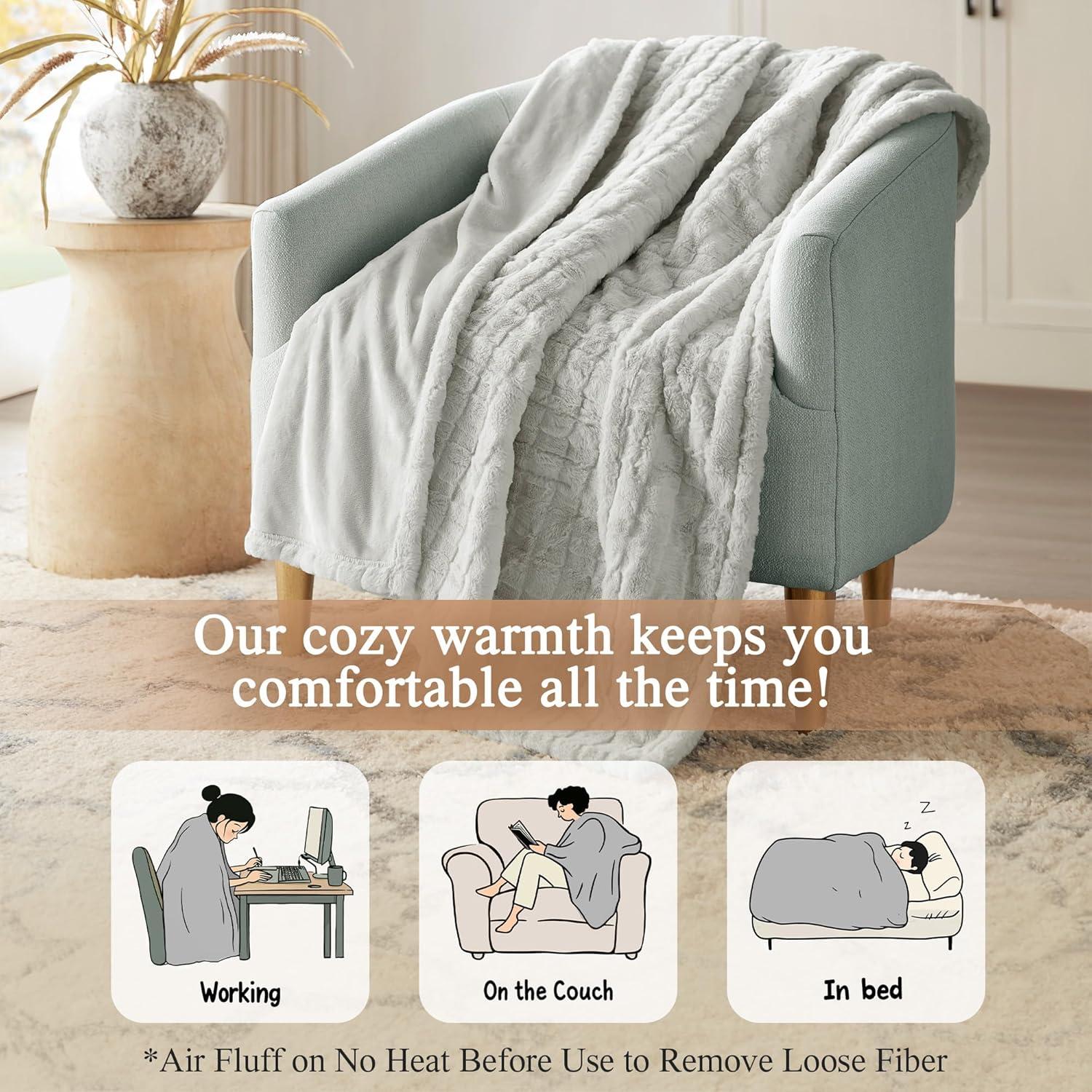 Beautyrest Beautyrest Zuri Oversized Heated Faux Fur Throw
