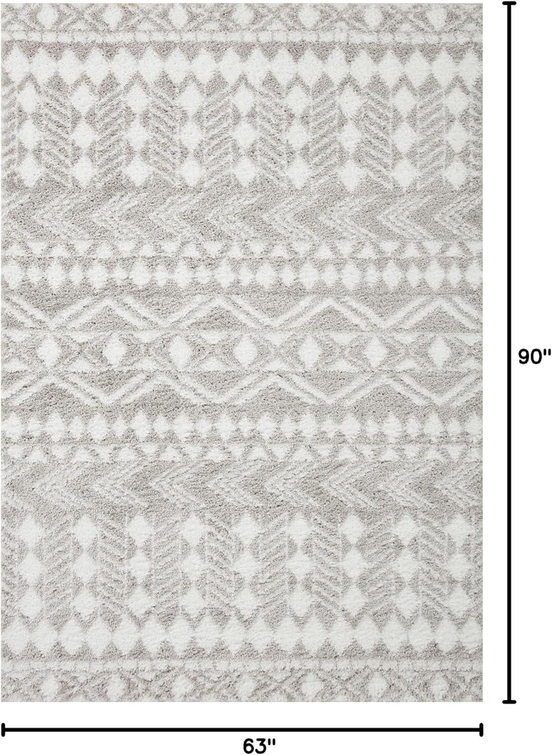 Loloi Bliss Shag Grey / White 5'-3" x 7'-6" Area Rug