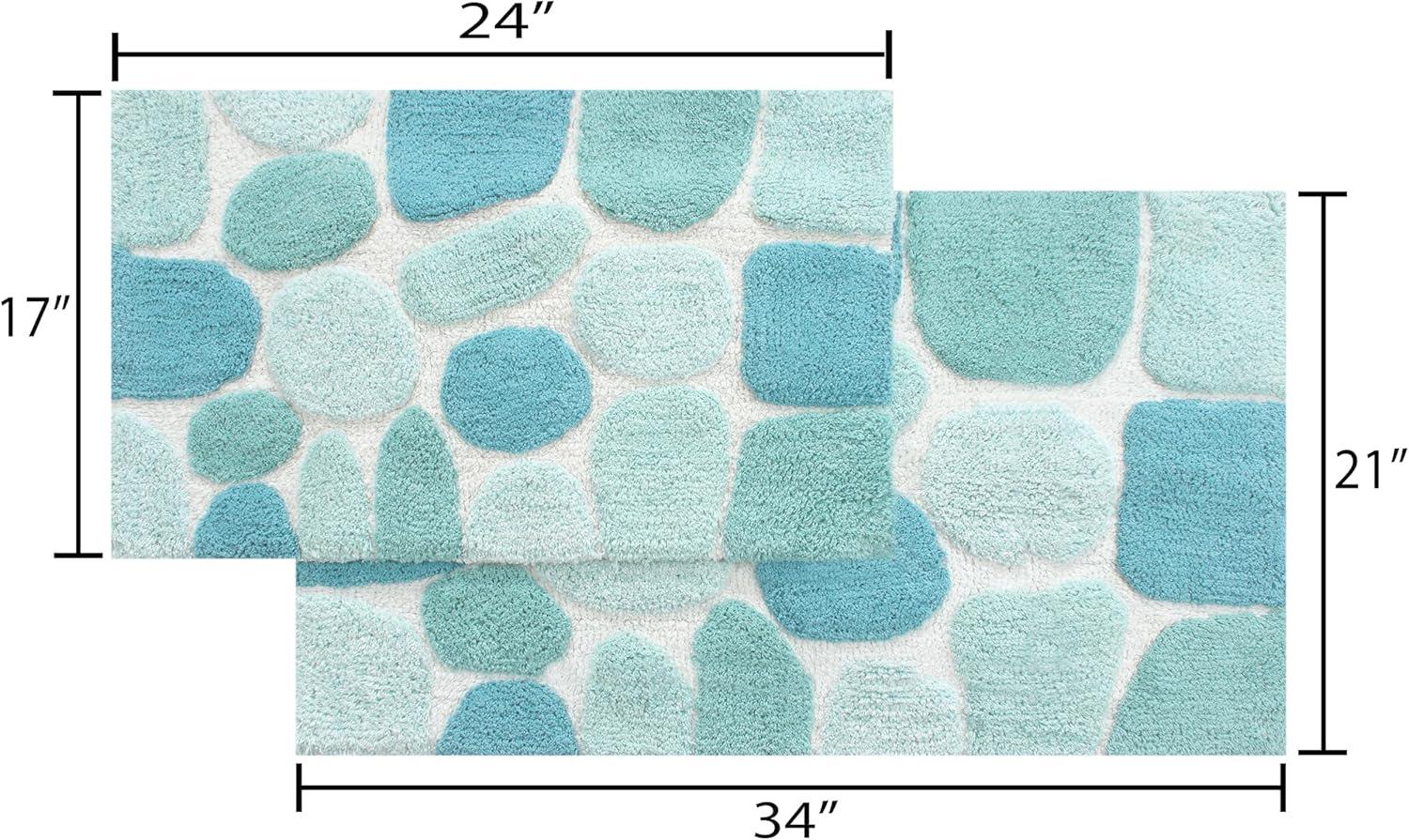 Chesapeake Pebbles 2 pc Arctic Blue Bath Rug Set (20"x32" & 20"x32")