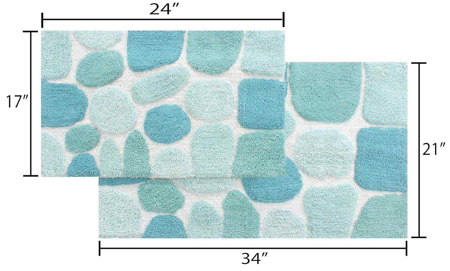 Chesapeake Pebbles 2 pc Arctic Blue Bath Rug Set (20"x32" & 20"x32")