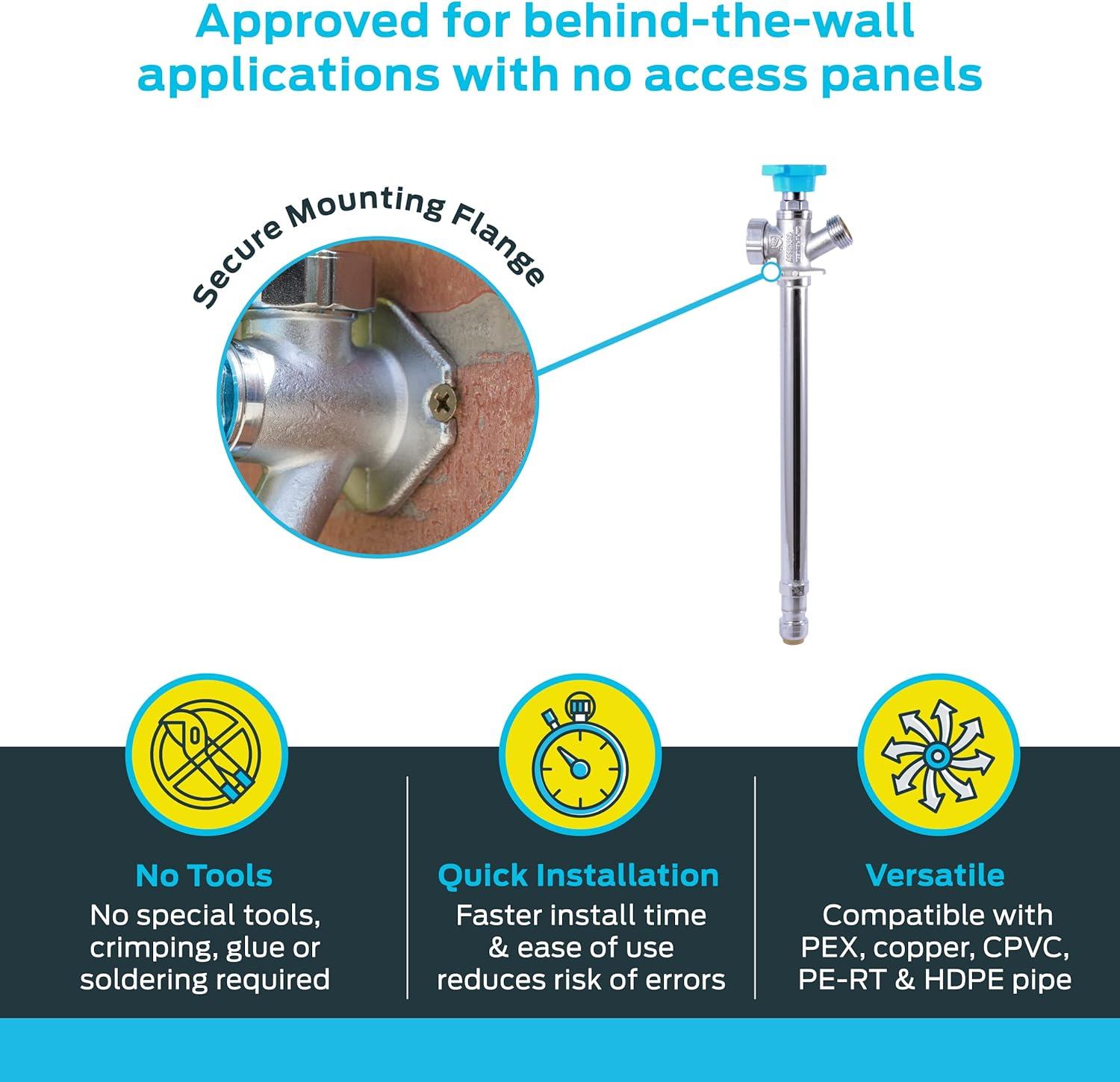 SharkBite 1/2 in. X 10 in. Push-to-Connect X MHT Brass Anti-Siphon Frost Free Sillcock Valve NOB