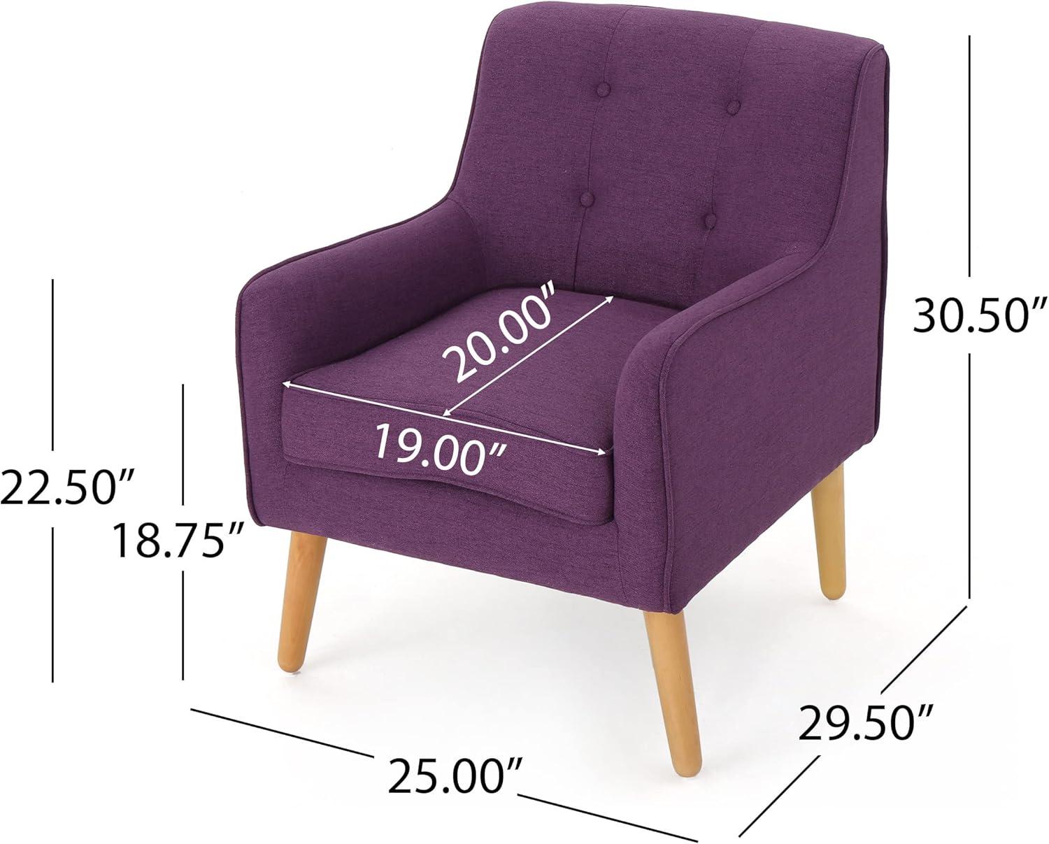 Felicity Mid-Century Armchair Purple - Christopher Knight Home: Tufted, Upholstered, Comfortable for Reading & Living Room