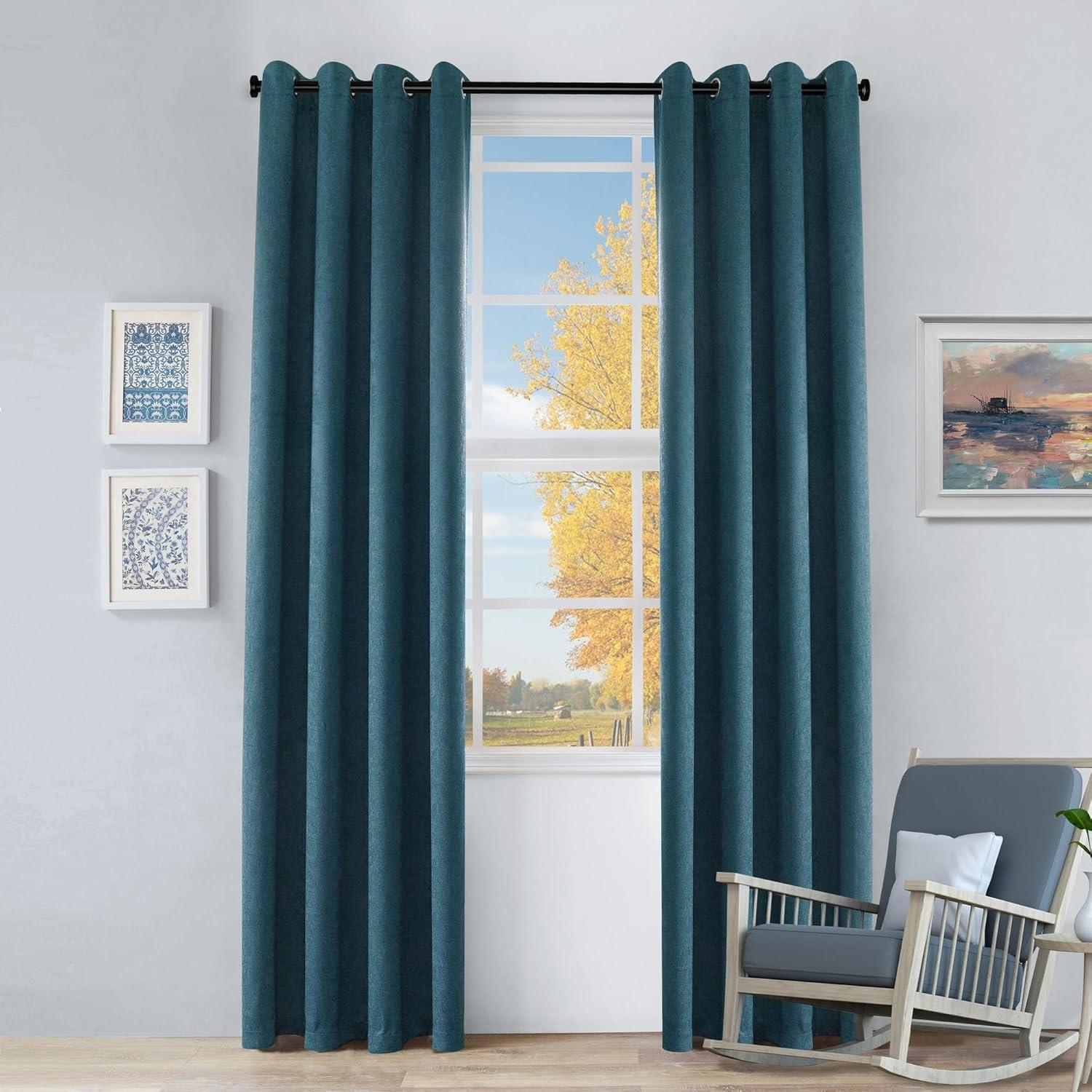 Deep Sea Blackout Grommet Polyester Curtain Panels, 52" x 63"