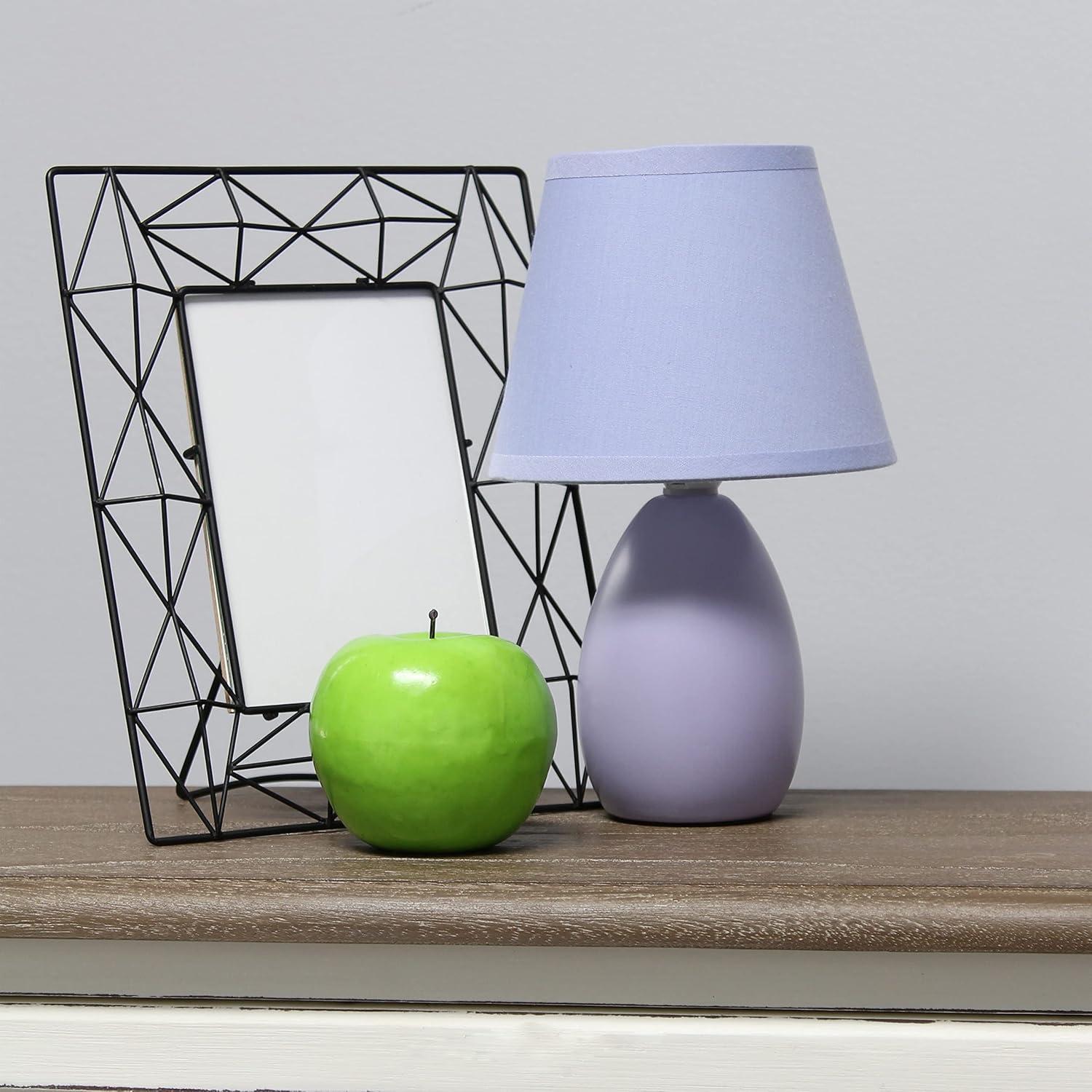 Purple Mini Egg Ceramic Table Lamp with Fabric Shade