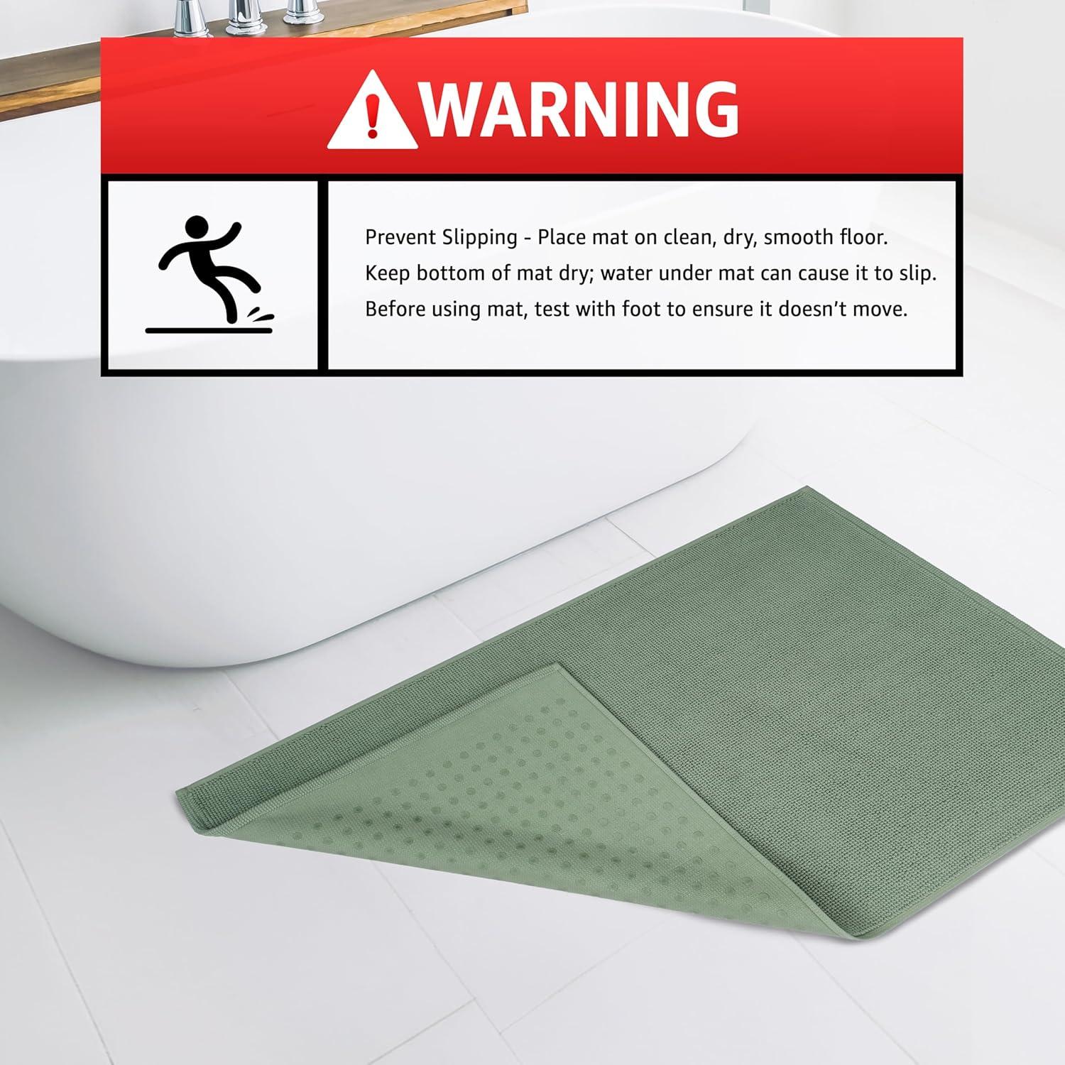 American Soft Linen 100% Cotton Turkish Bath Mat Rugs, Slip Resistant Bottom Base Bath Mats for Bathroom