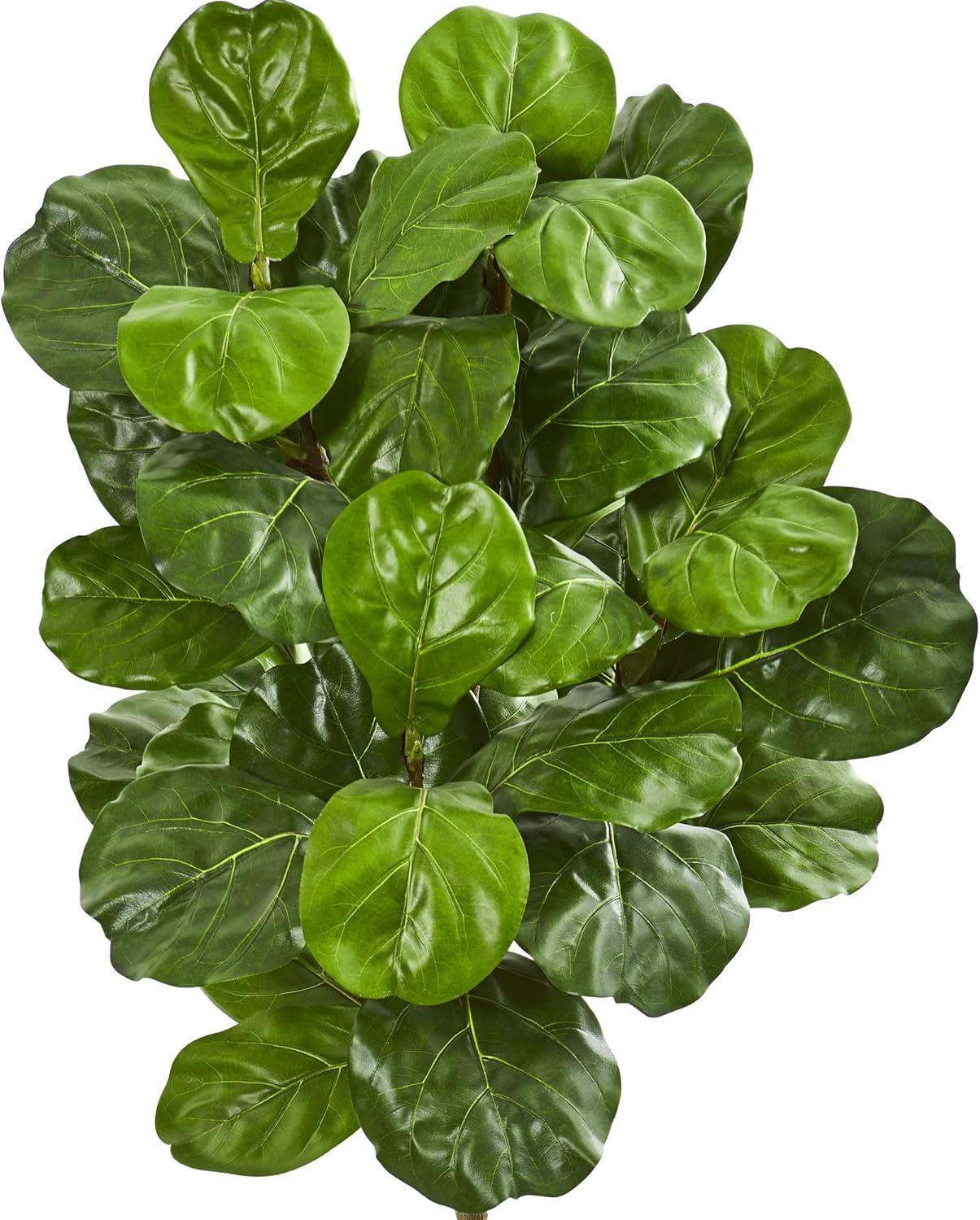 Nearly Natural 60" Artificial Fiddle Leaf Tree with Decorative Planter: Indoor Faux Foliage, No Maintenance