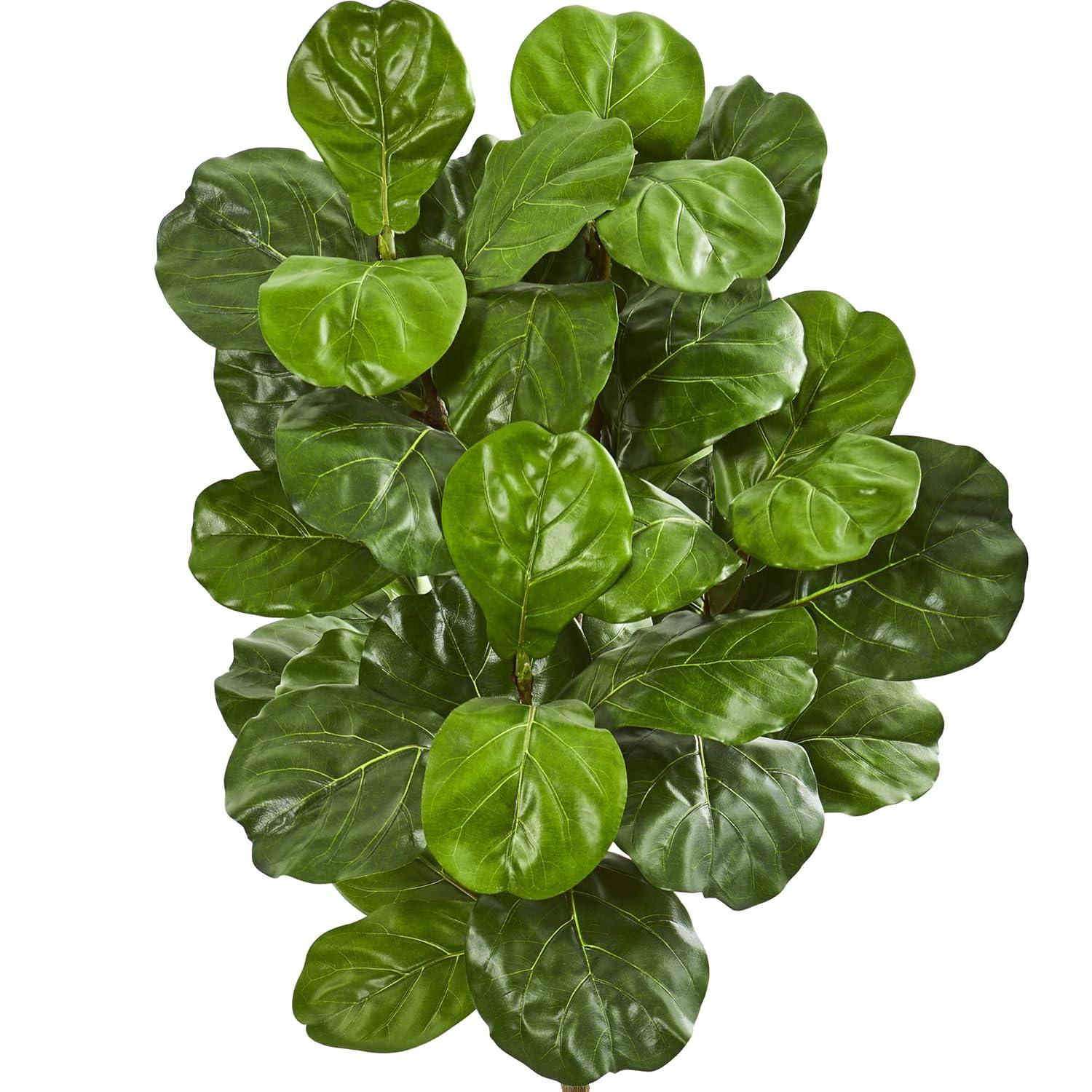 Nearly Natural 60" Artificial Fiddle Leaf Tree with Decorative Planter: Indoor Faux Foliage, No Maintenance