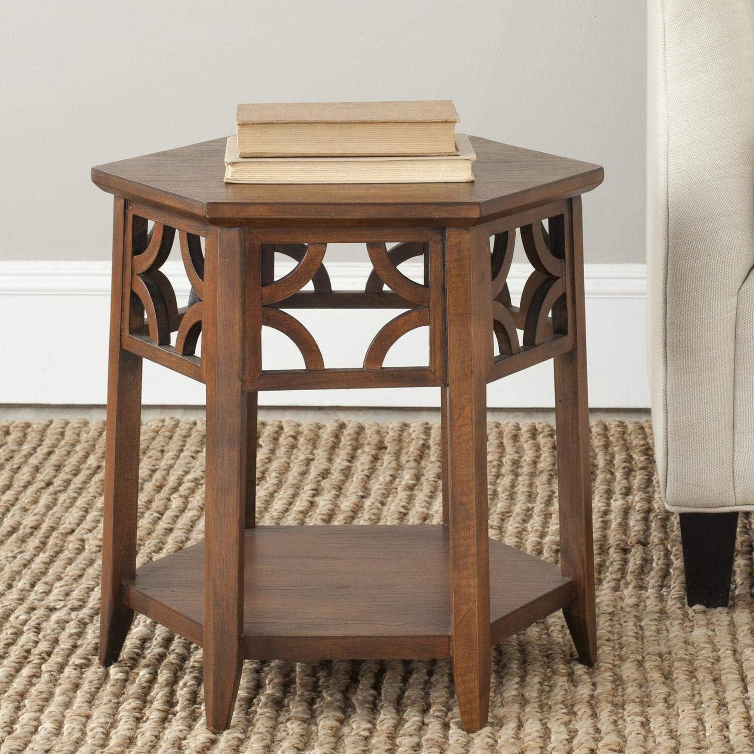 Connor Transitional Bayur Wood Hexagon End Table in Light Brown